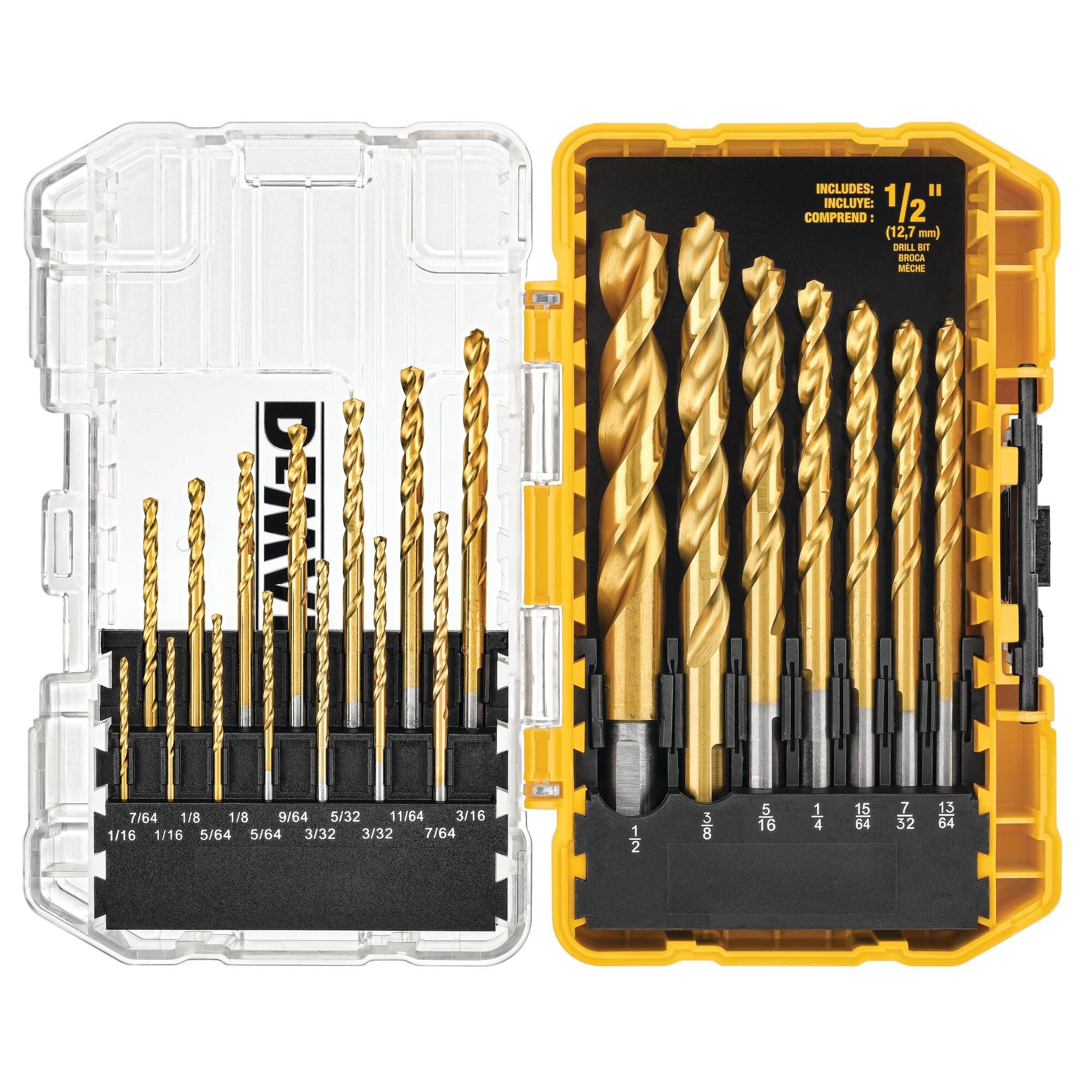 Dewalt Titanium Nitride Coated Drill Bit Set, Pilot Point, 21-Piece (Dw1361)