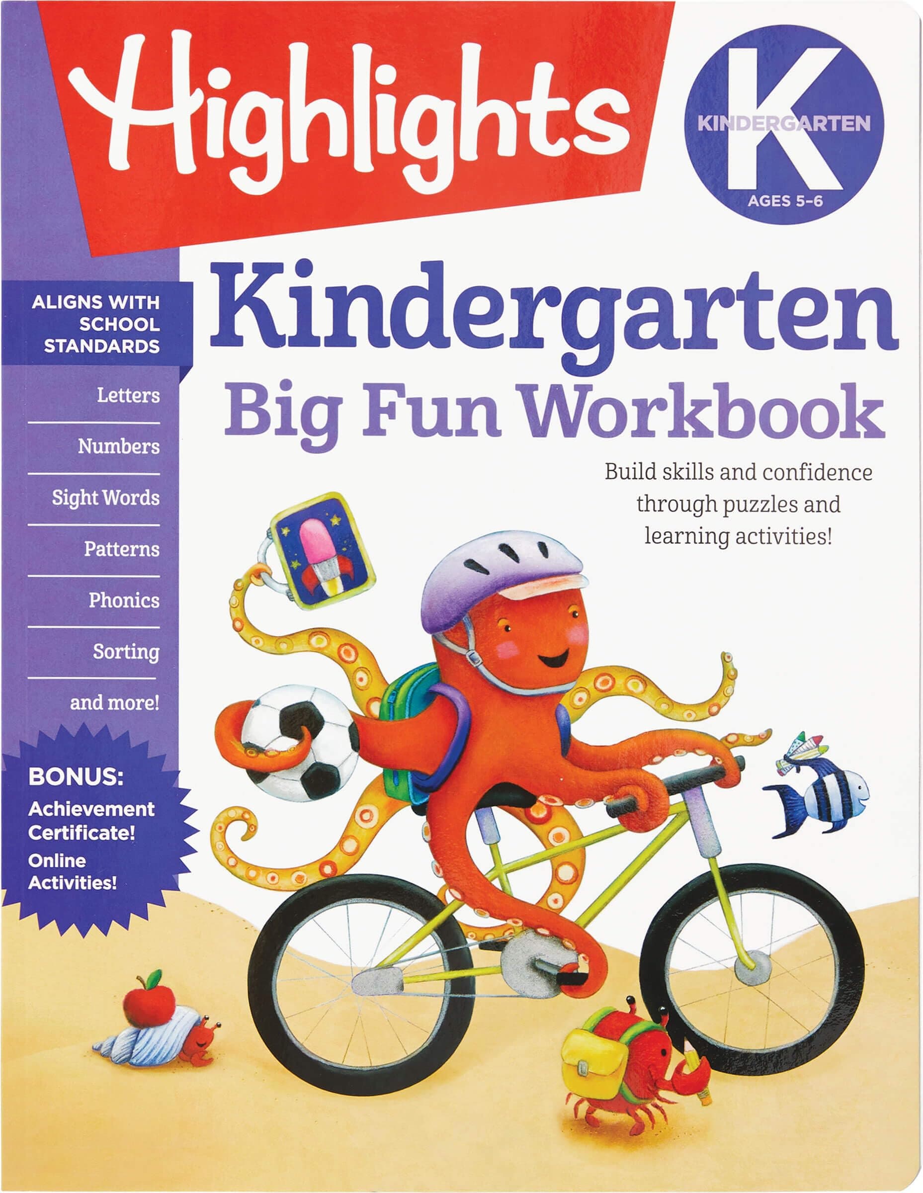 Kindergarten Big Fun Workbook: 256-Page Kindergarten Activity Book Full of Kindergarten Math, Reading, Writing Practice, Phonics, Puzzles and More
