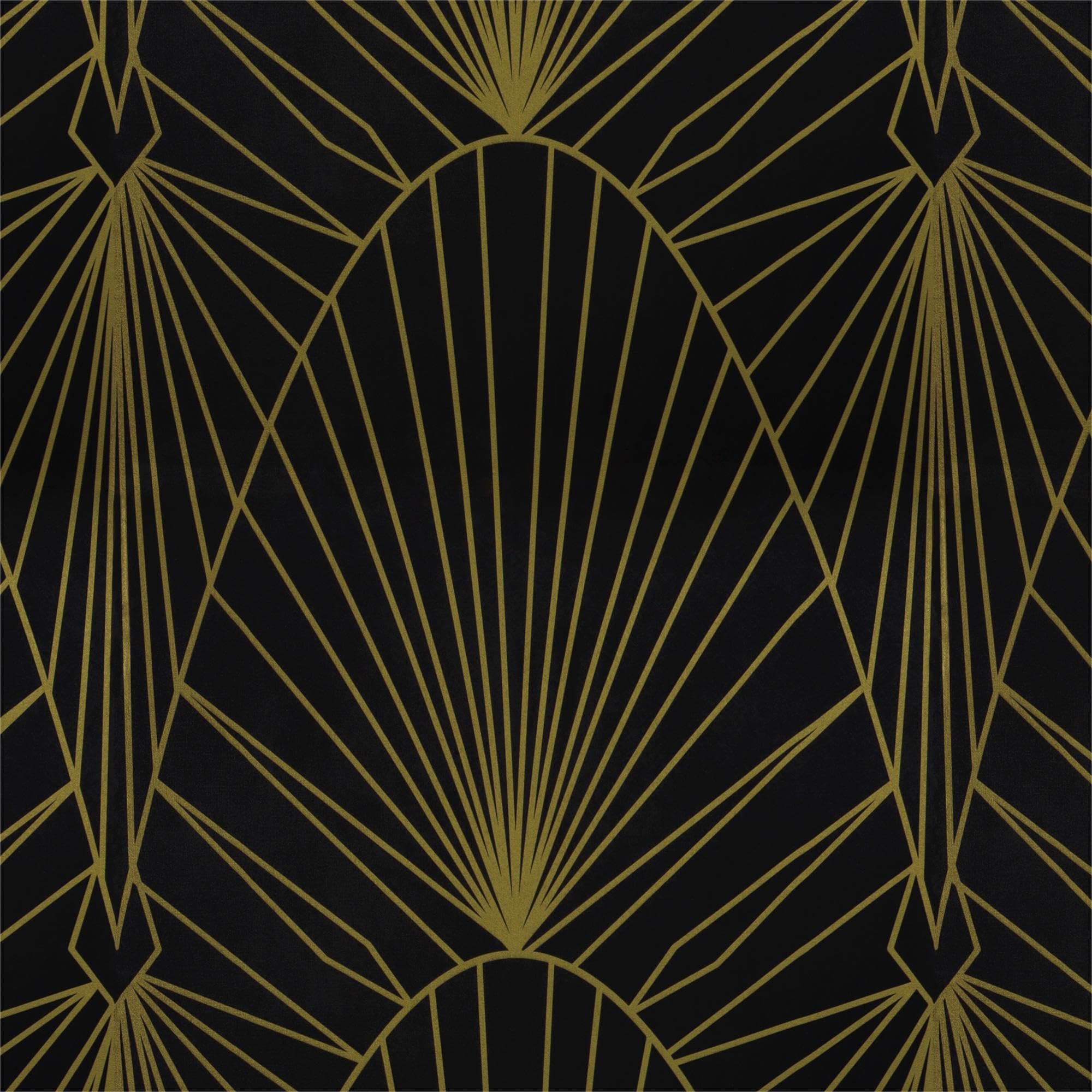 Timeet Gold Arched Geometric Black Wallpaper