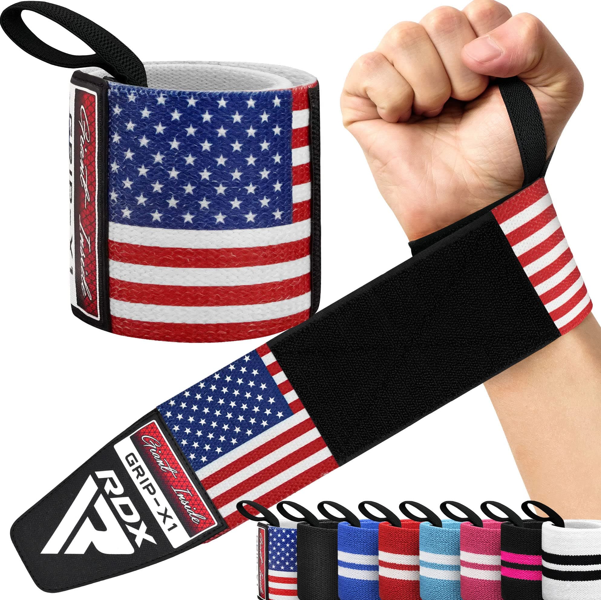 RDX Weight Lifting Wrist Wraps Support, IPL USPA Approved, Elasticated Pro 18” Cotton Straps, Thumb Loop, Powerlifting Bodybuilding Fitness Strength Gym Training WOD Workout, Gymnastics
