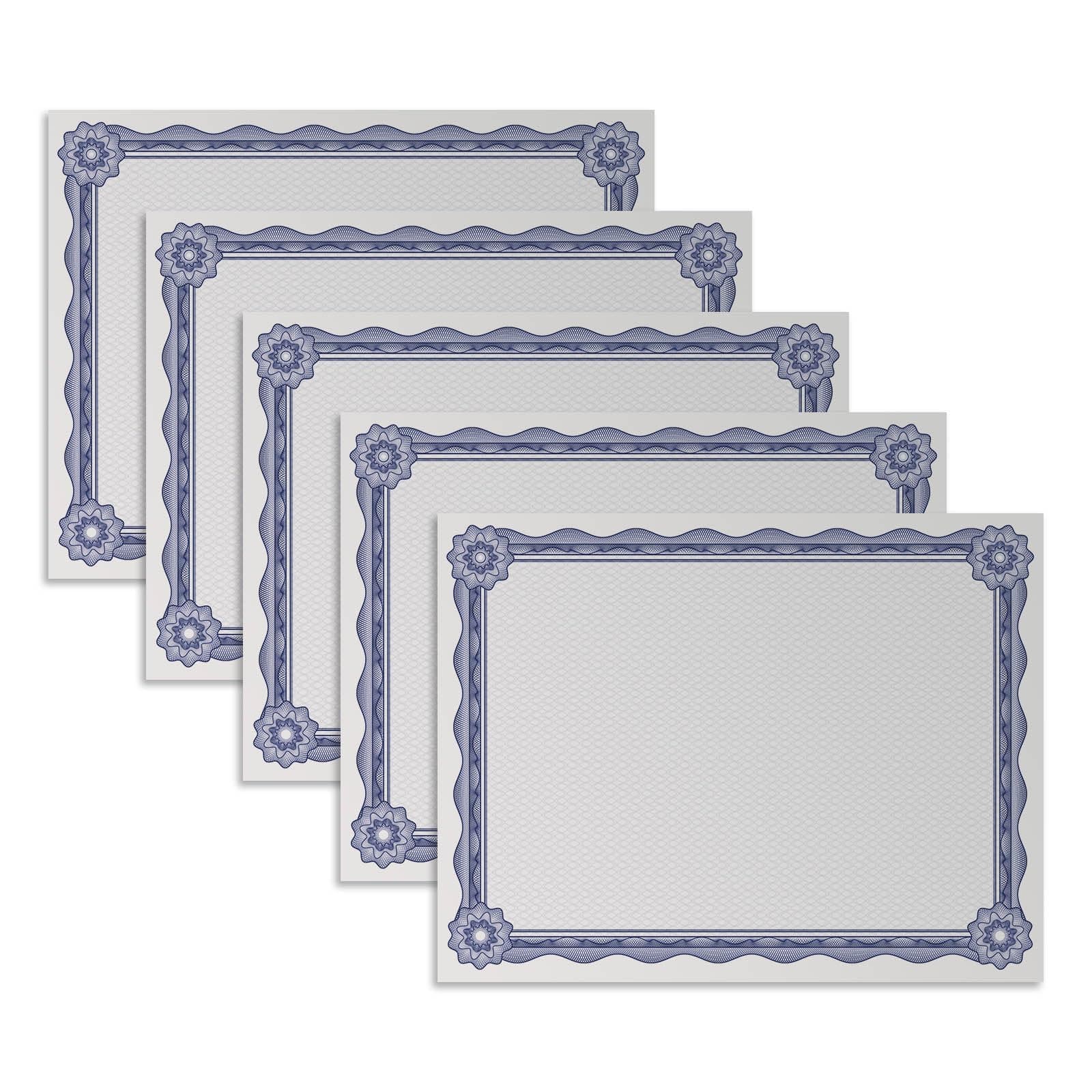 50 Sheets Certificate Paper 8.5 x 11 for Printing, Customizable Blank Award Certificates, 140GSM Diploma Paper with Border for Graduation, Achievement Award, Recognition Document, Navy Blue