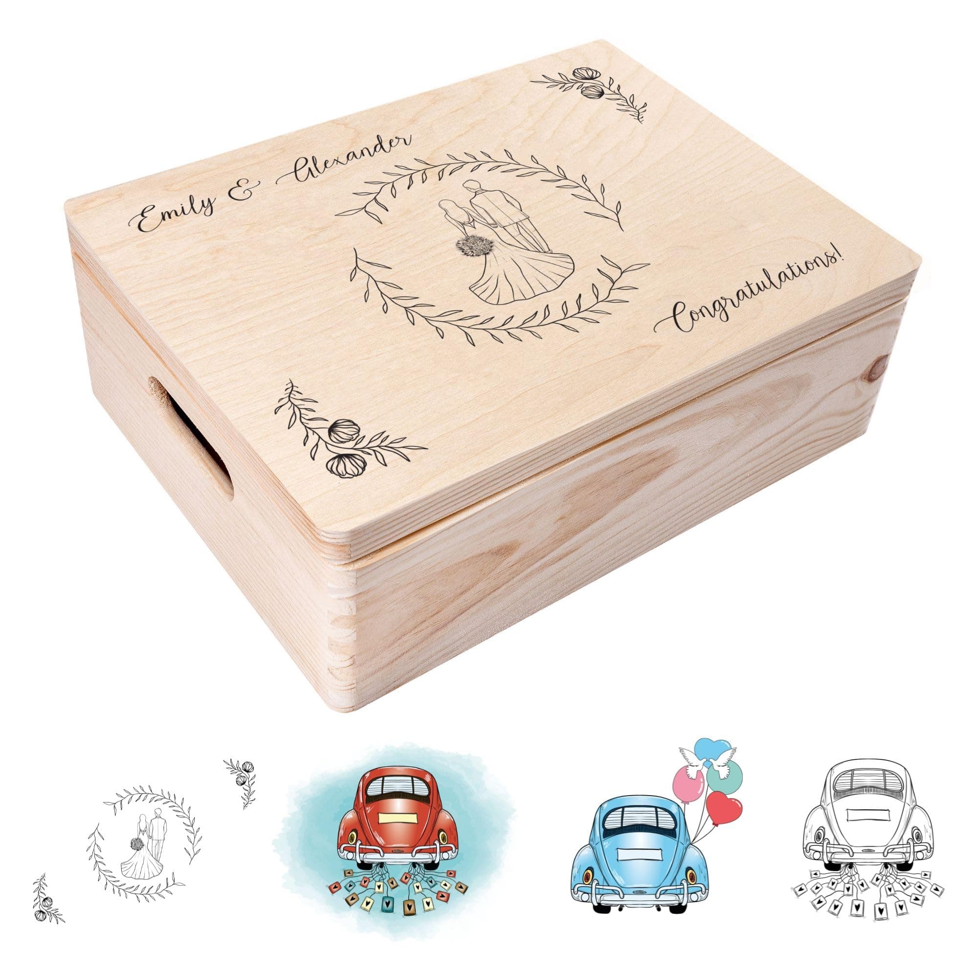 Creative Deco Personalised Weddding Gift | Any Text Gifts for Bride and Groom | Unique Wish Custom Gift Box also for Anniversaries | Customised Wooden Storage Box | Keepsake/Decoration