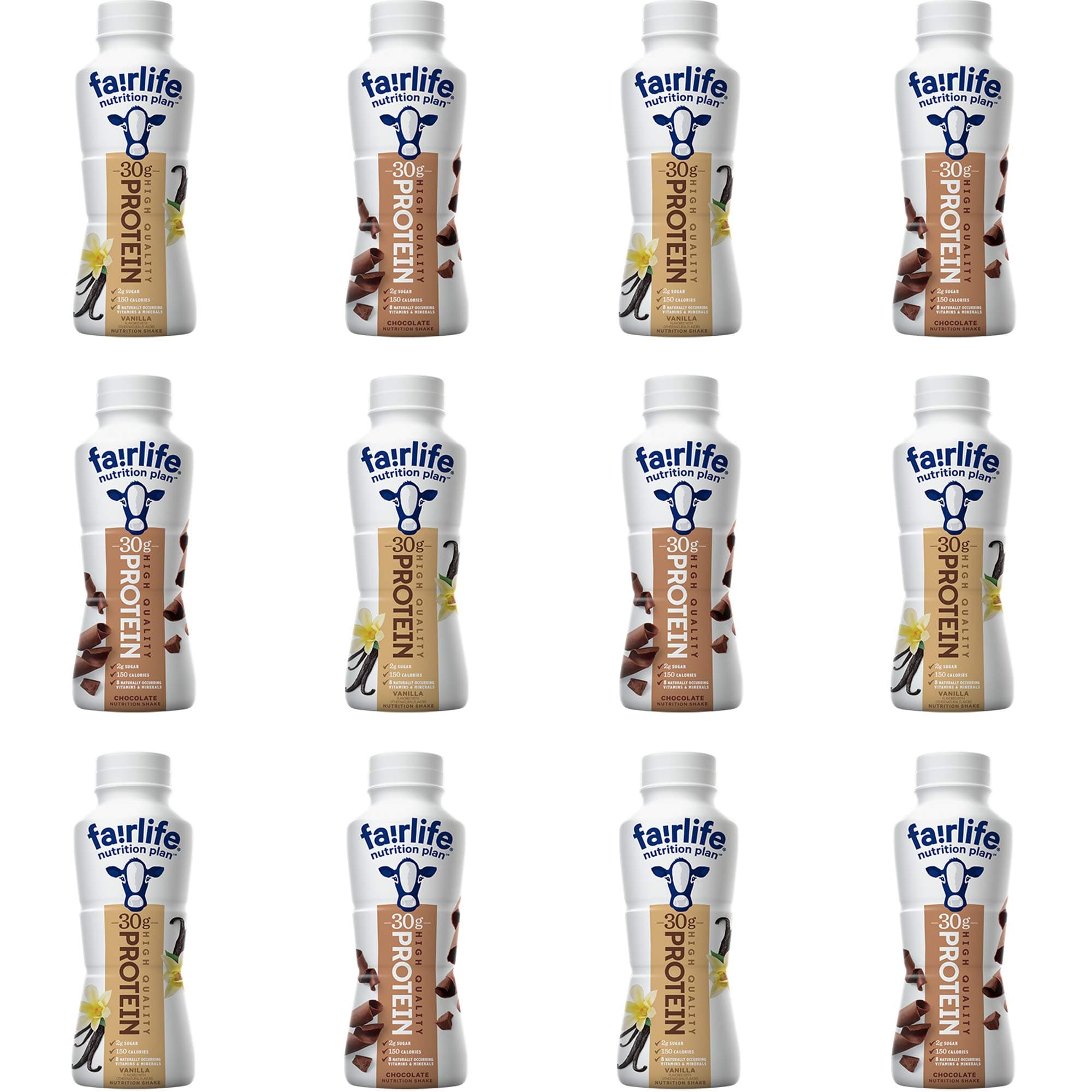 Nutrition Plan High Protein 30g Low Sugar Chocolate And Vanilla Shake Supplement Meal Replacement Ready To Drink 11.4 Oz Bulk Variety Pack (12-Count)