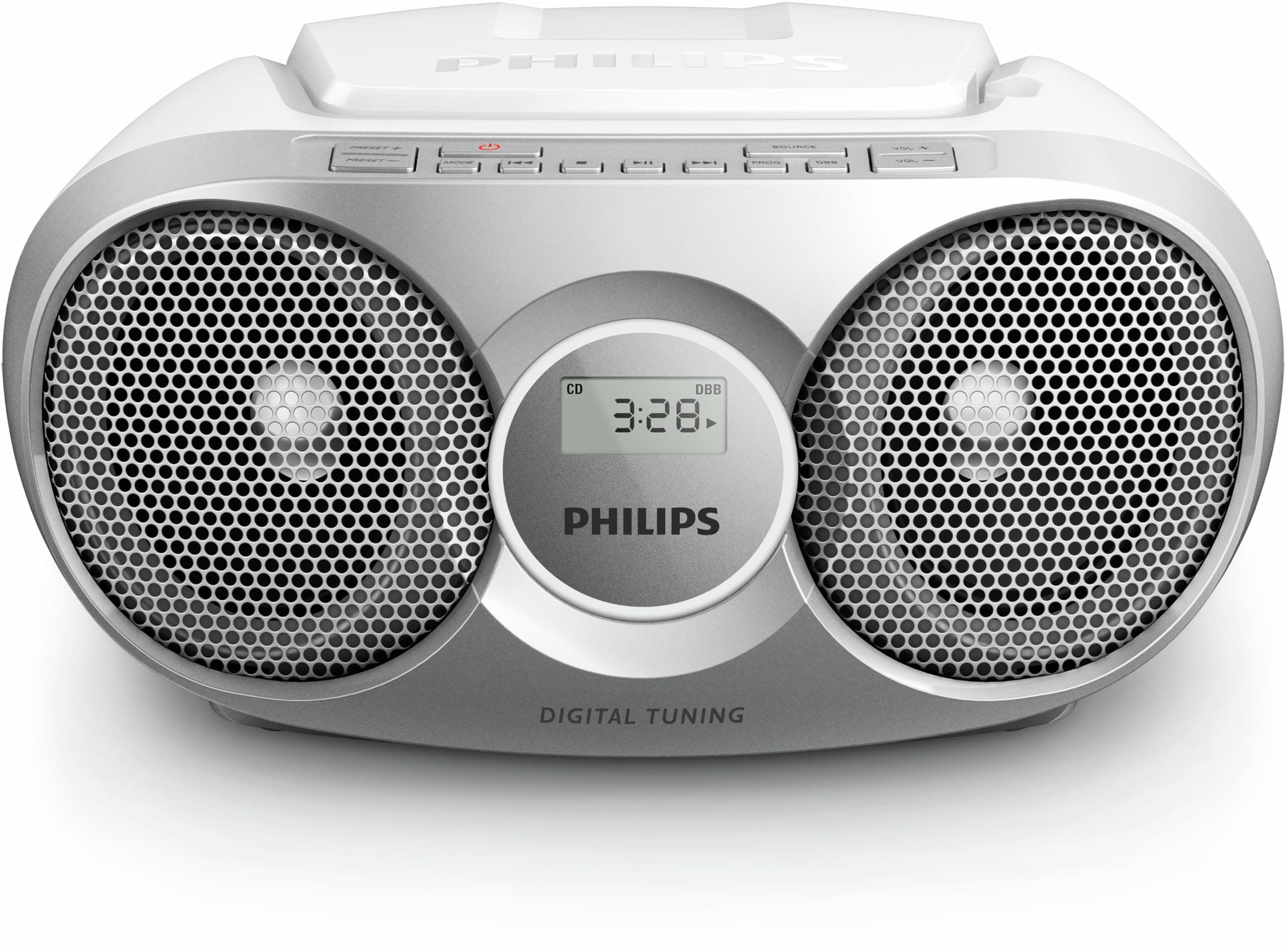 Philips portable CD player/digital FM, dynamic bass boost, audio input/radio CD Philips AZ215B/12, AZ215S/12, silver