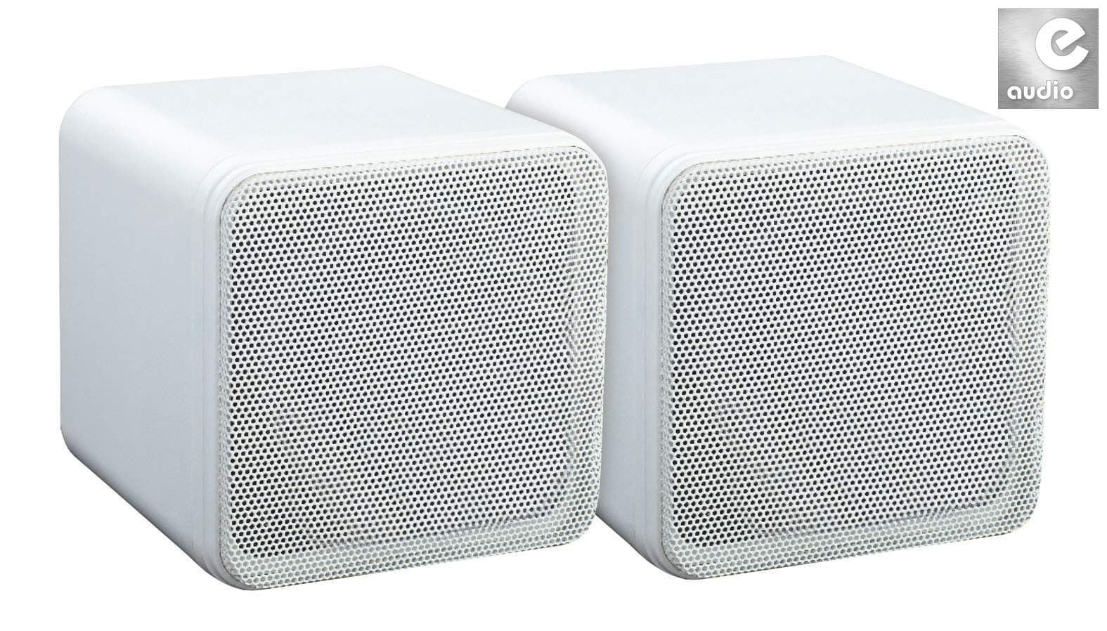 e-audio 4"" Full Range 80W Dual Cone Mini Box Speakers White