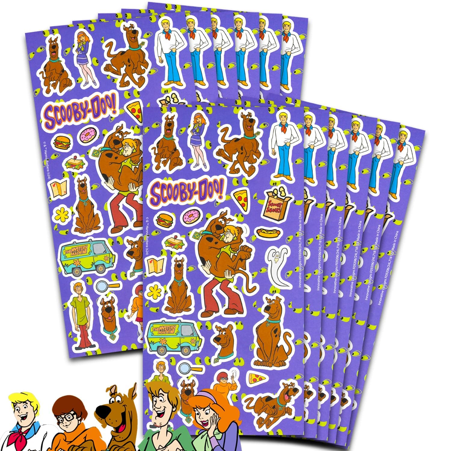 Scooby-Doo Party Favors Bundle - 12 Pack Sticker Sheets for Kids' Birthday Party Goodie Bags