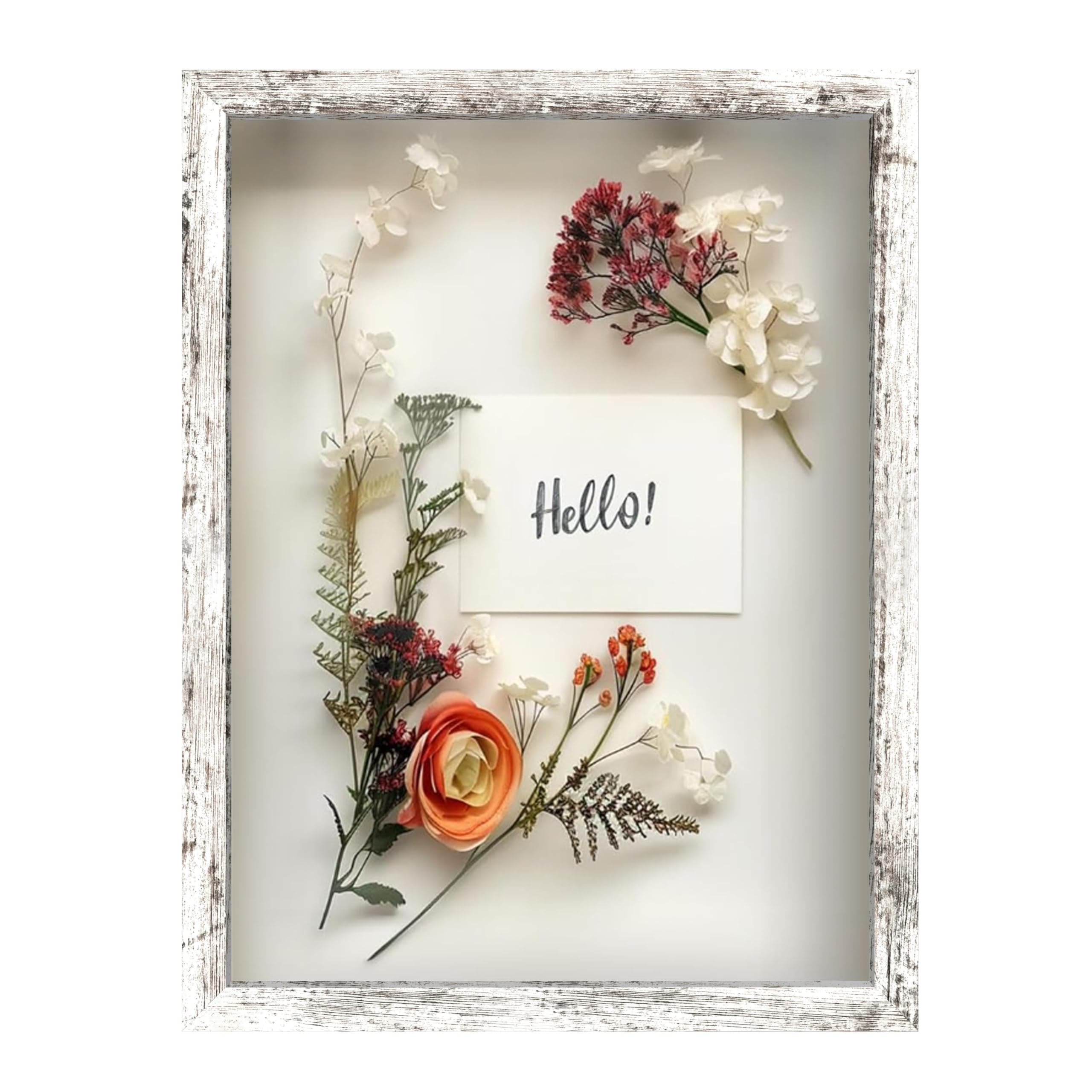 FrameWorks 12" x 16" Driftwood Shadow Box Frame - Soft Felt Backing, Tempered Glass and Includes Elegant White Ball Push Pins