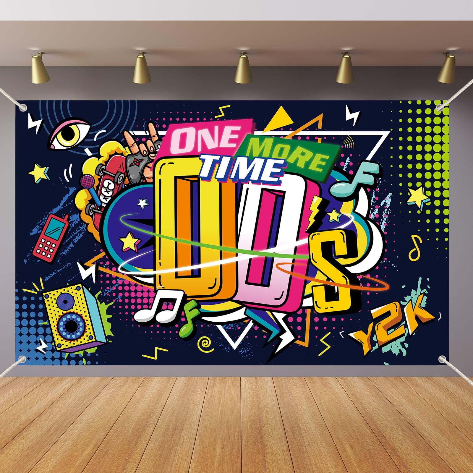 Early 2000s Theme Backdrop Hip Hop Graffiti Back to 00's Party Banner Background 71x43.3 Inch Fabric Wall Table Decorations Photo Booth Props