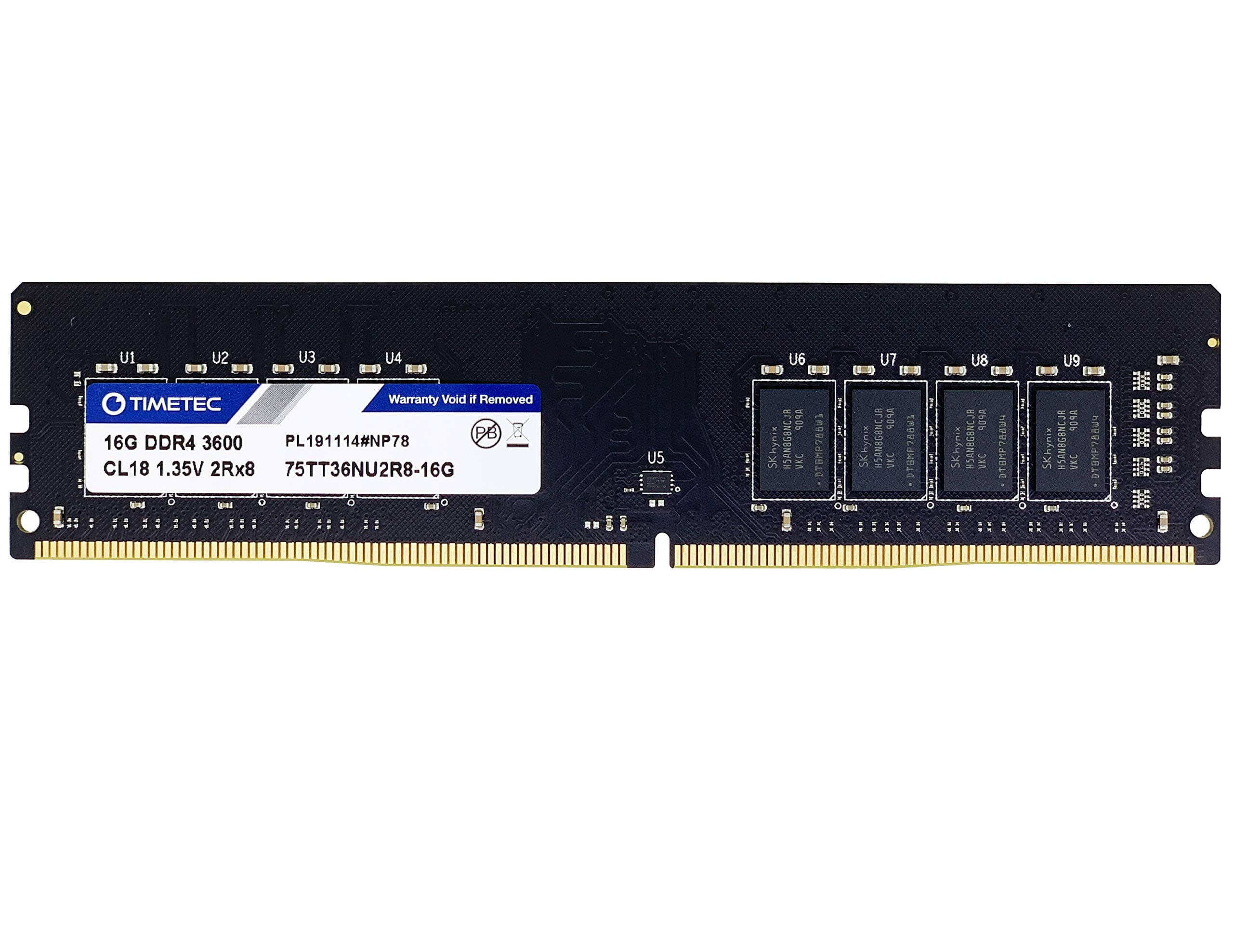 Timetec Hynix IC DDR4 3600MHz PC4-28800 Unbuffered Non-ECC 1.2V CL18 288 Pin UDIMM Desktop Memory RAM Module Upgrade 16GB