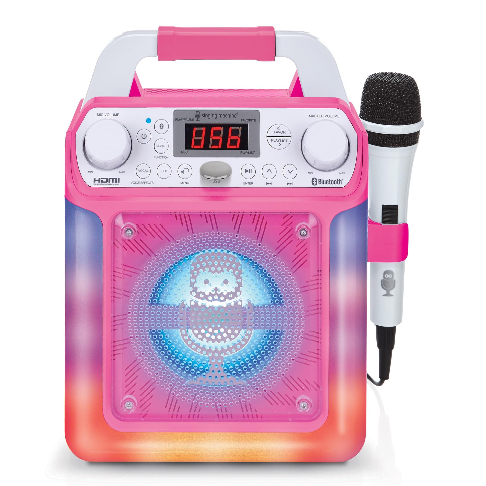 Singing Machine SML652P HDMI Groove Mini Portable Karaoke System with Bluetooth and Voice Changing Effects, Pink