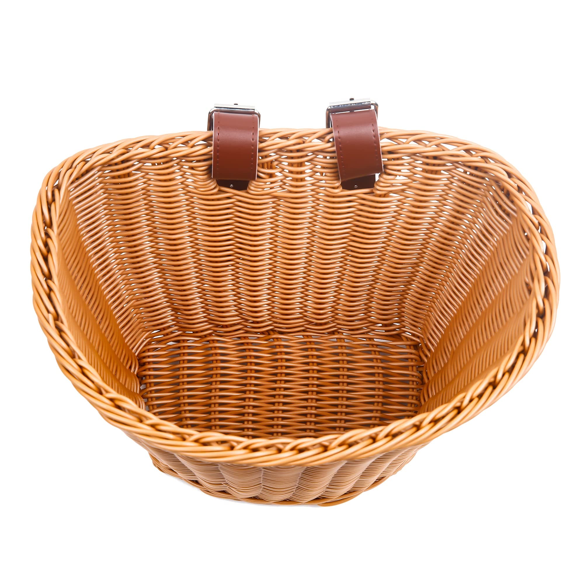 Bike Basket, Front Handlebar Storage Basket with Adjustable Leather Straps, Bicycle Accessories, Hand Woven, Waterproof (Brown(11 * 8.5 * 8 in)