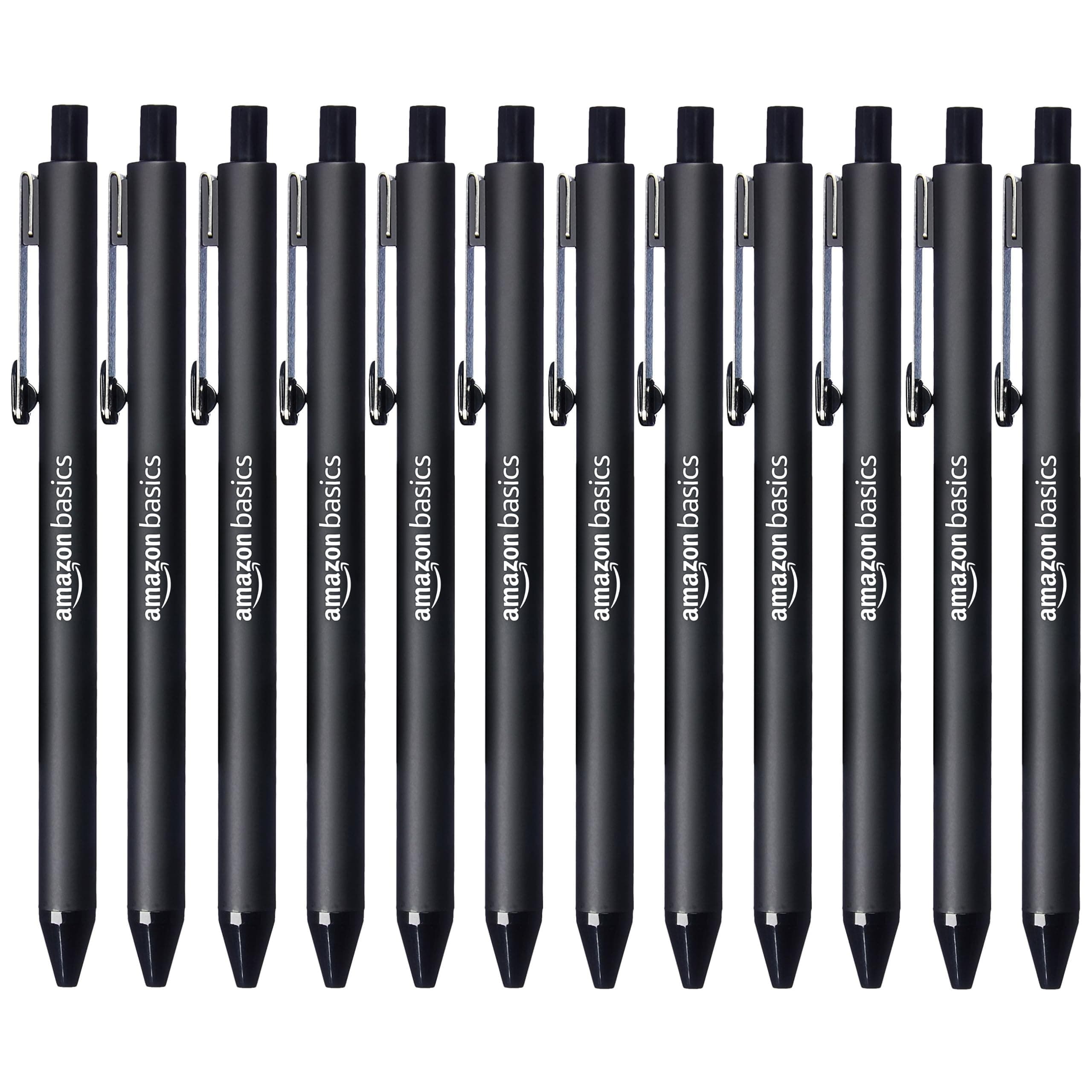 Amazon Basics Retractable Ballpoint Pen - Black - 12-Pack