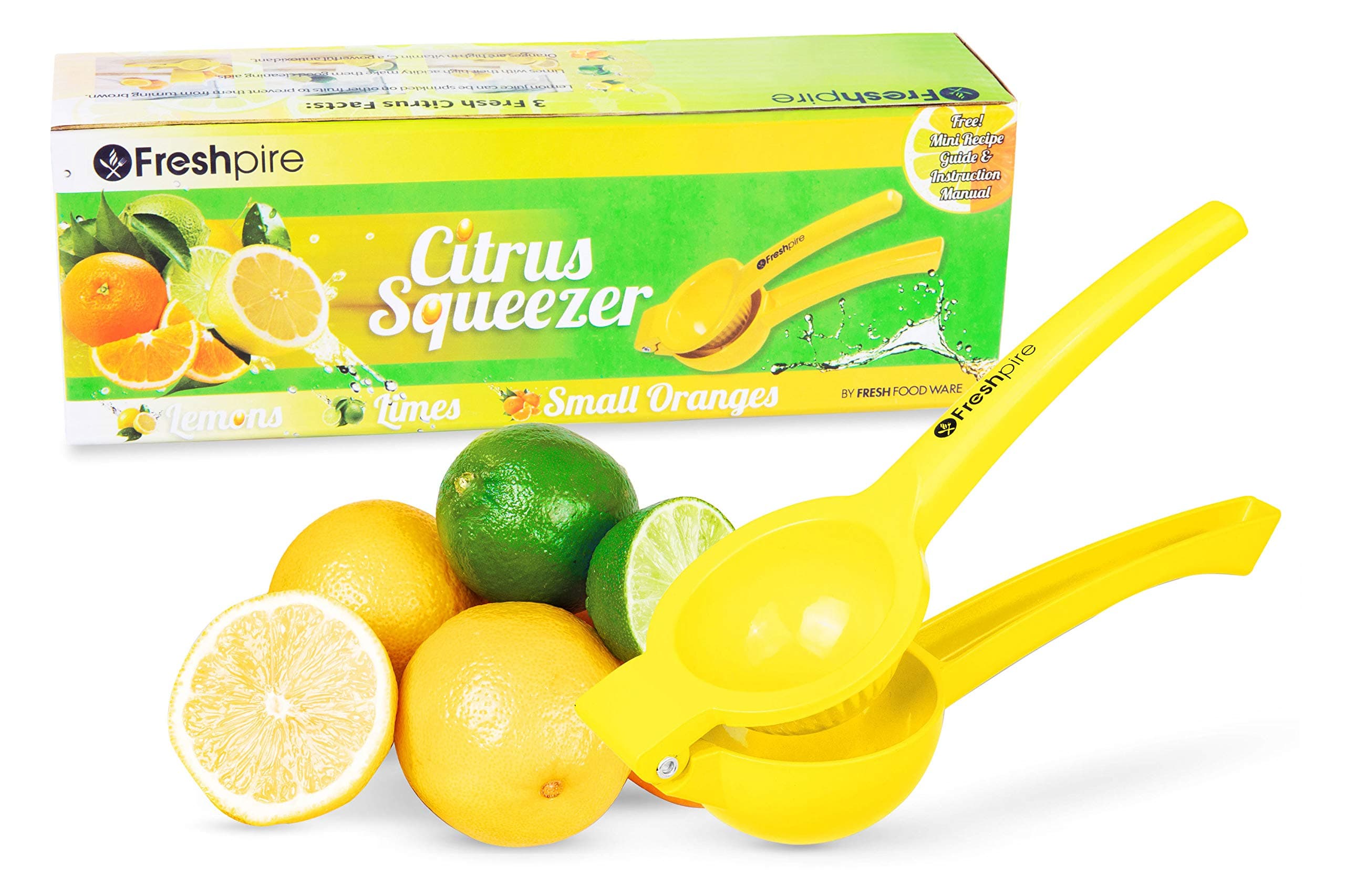Premium Lemon Squeezer - Manual Citrus Juicer Press - Squeeze Lemon Lime Orange and Extract All Fruit Juice - Easily Clean Aluminum Metal for Heavy Duty Handheld Use - Dishwasher Safe