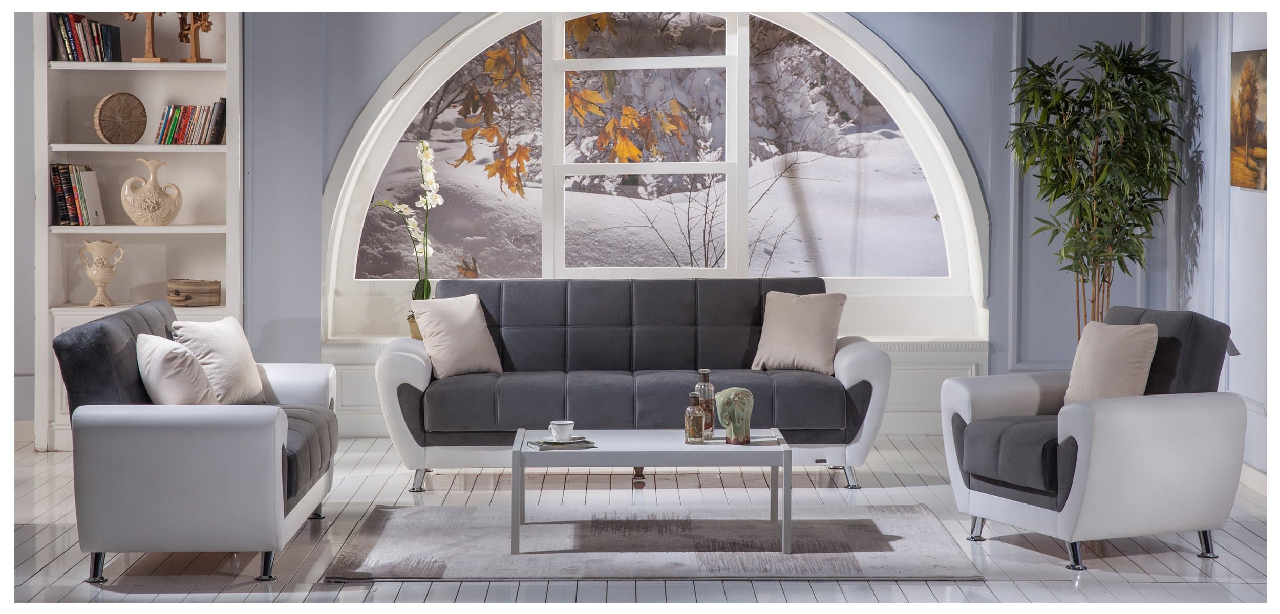 Istikbal Duru Sofa Set | Plato Dark Gray (Sofa Bed and Loveseat)