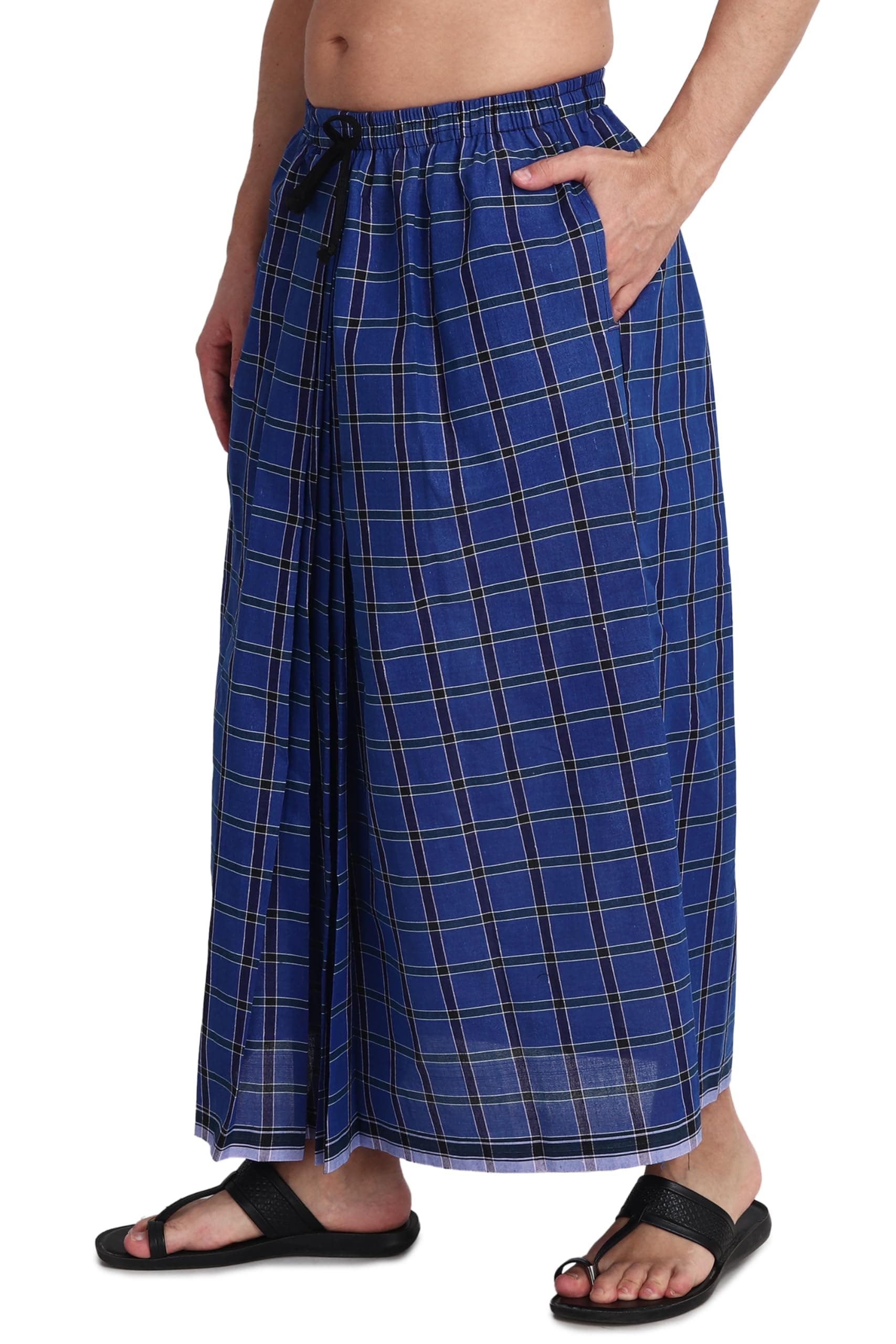 Elastic Premium Cotton Lungi With Dual Packet Pack Of 1