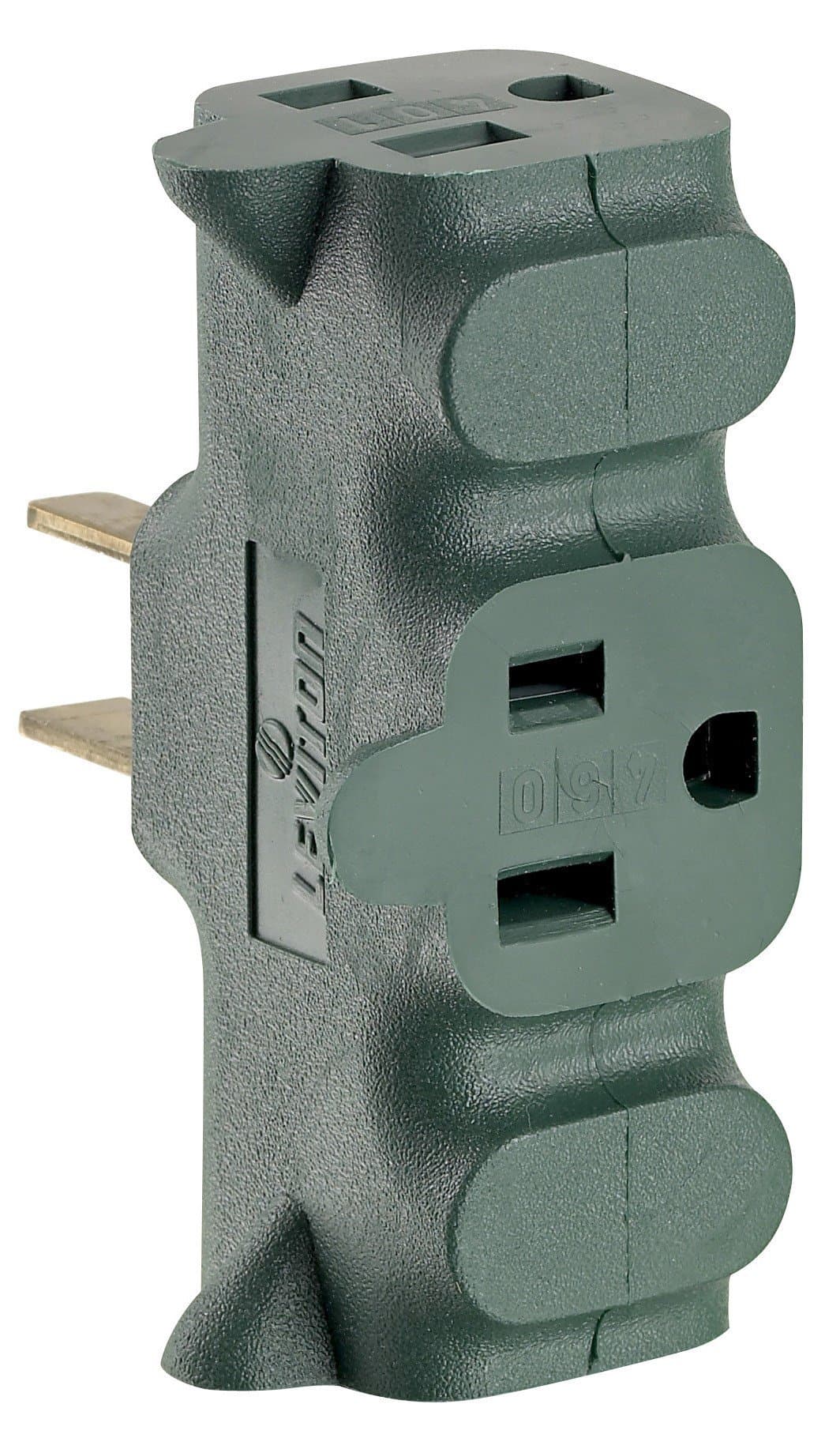 Leviton 004-00694-GRN 15 Amp 2-Pole 3-Wire Non-Grounding Plug-In Adapter
