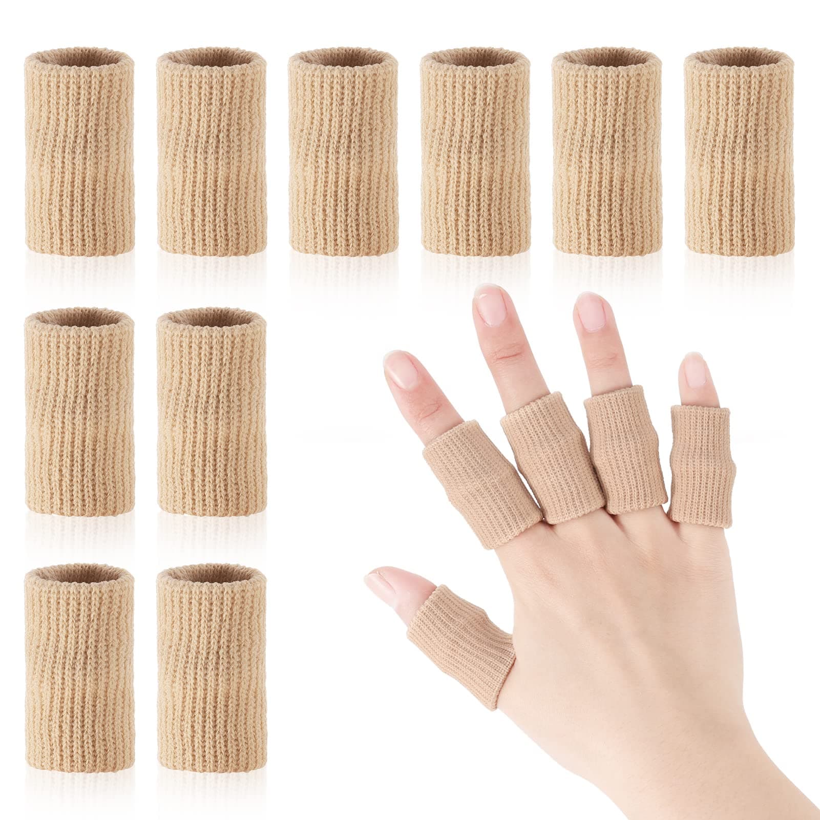 10 Pcs Finger Compression Sleeves Support,Breathable Finger Sleeve Protectors Thumb Brace Support for Finger Splint Compression Protector
