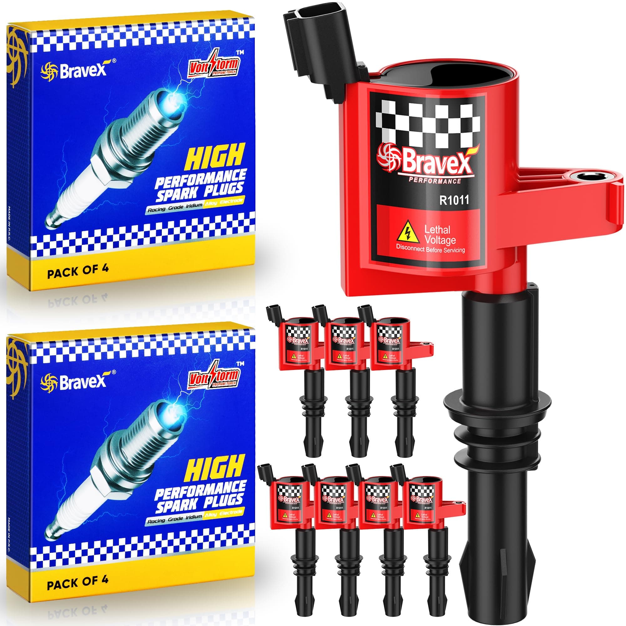 Ignition Coil Pack DG511 & Spark Plugs SP515 SP546 Compatible with Ford Expedition F150 F250 Super Duty Lincoln 5.4L V8 3L3E12A366CA C1541 FD508 UF537 Set of 8(15% More Energy)