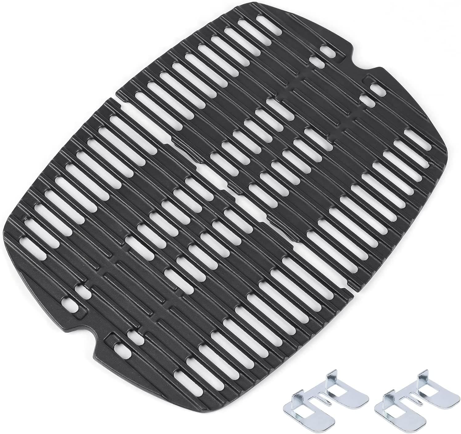GFTIME 7644 32 x 21.6CM Cast Iron Cooking Grates Grid for Weber Q100 Q1000 Q1200 Q120 Series Gas Grill, Grates Replacement Parts for Weber 7644, 2 Pack