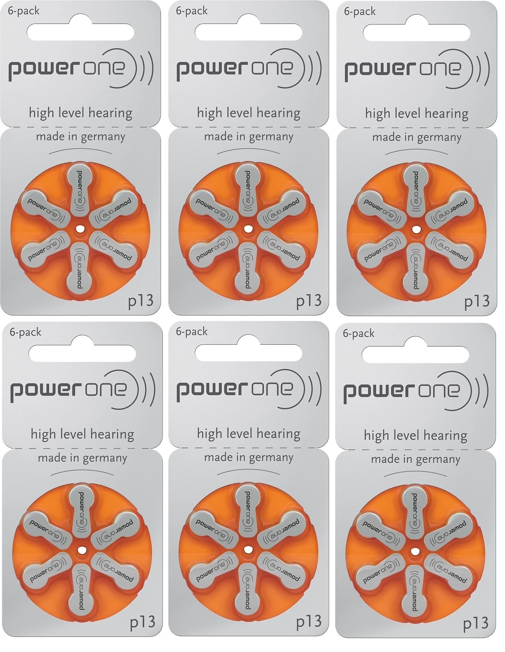 Power One by GITHA P13 Hearing Aid Battery (Silver) (6 Strips Total 36 Batteries)