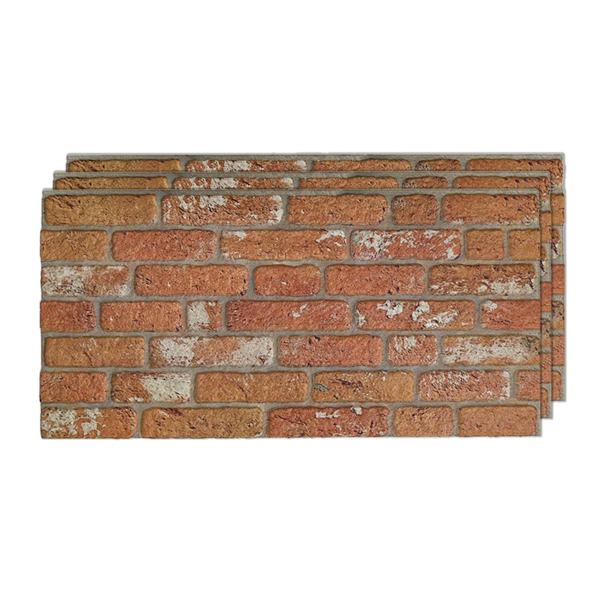 IZODEKOR 3D Wall Panels Brick Effect - Cladding, Stone Look, Styrofoam Facing for Living Room, Kitchen, Bathroom, Balcony, Bedroom and Back of Counter | Vintage Dream (3 Piece Panel) | Covers 16 sq ft