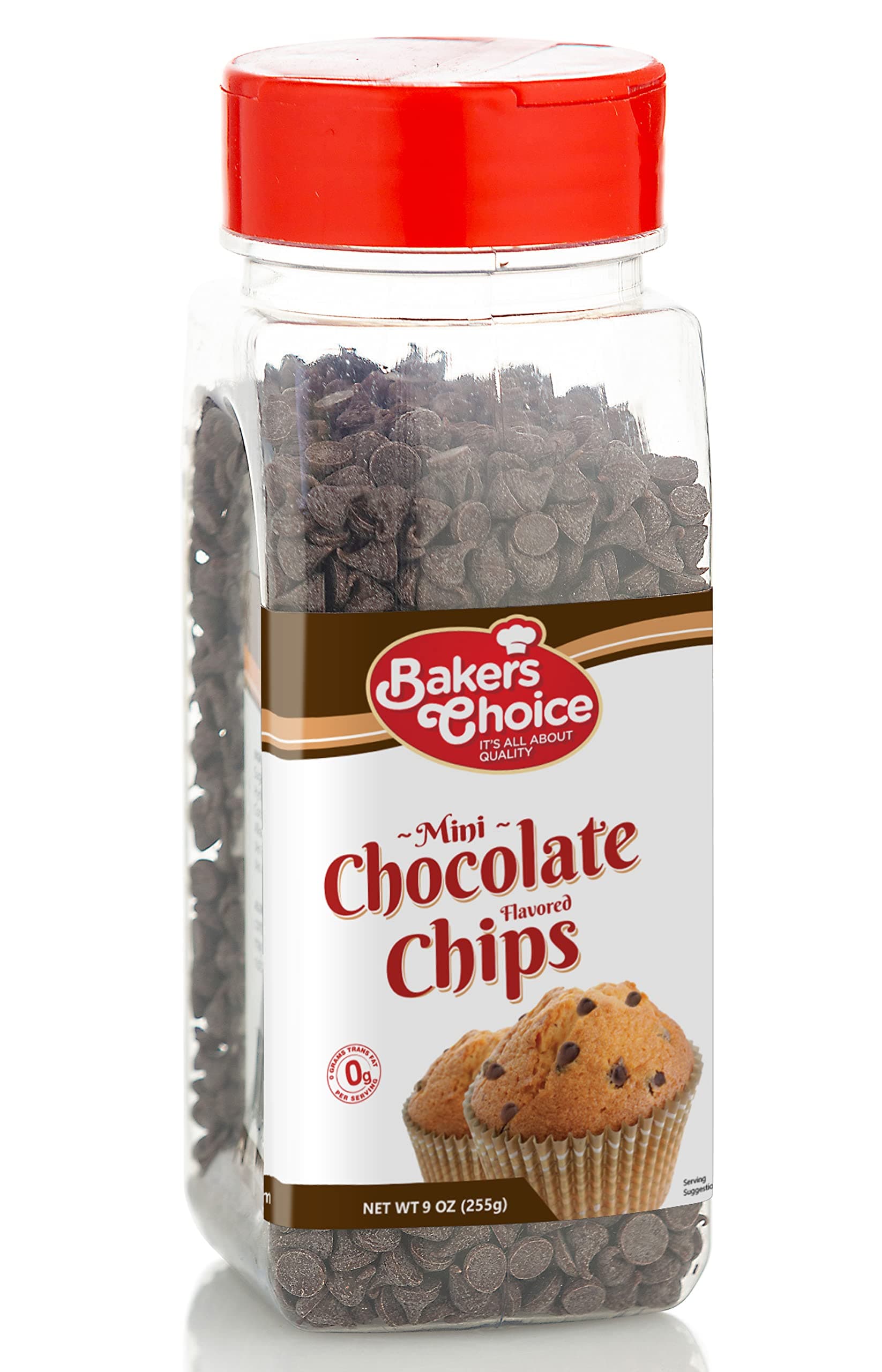 Chocolate Flavored Mini Chocolate Chips - Baking Ingredient, Topping and Decoration Candy for Ice Cream, Desserts and Baked Goods, Non Dairy, Kosher - 9 oz. -