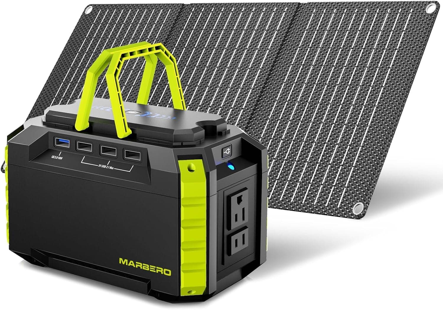 MARBERO Solar Generator 150W Peak 150Wh Portable Power Station with Solar Panel Included Camping Power Supply with AC Outlet DC USB Ports for Outdoor RV Fishing Emergency