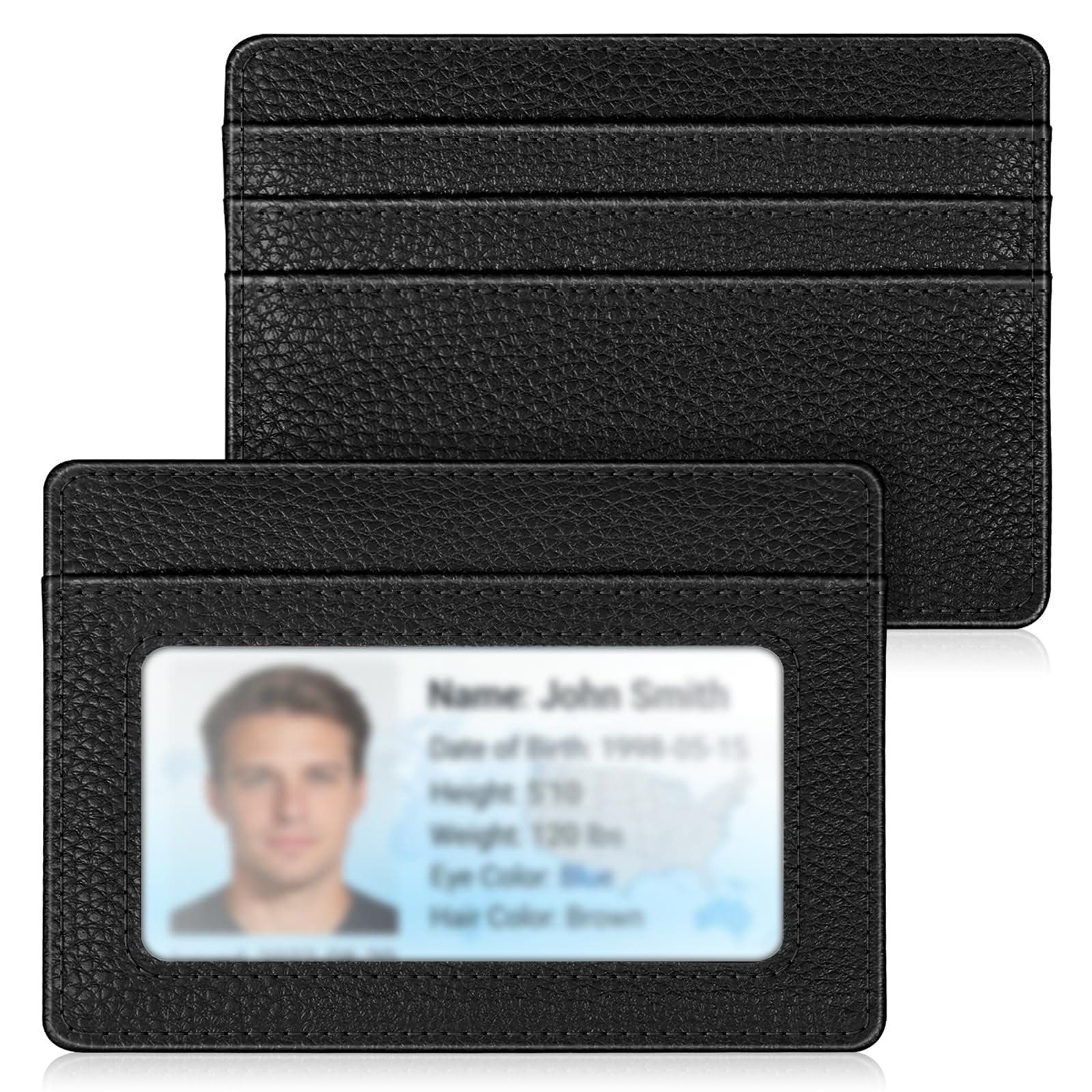 Slim Minimalist Front Pocket Wallet, RFID Blocking Credit Card Holder Card Cases with ID Window for Men Women, Black