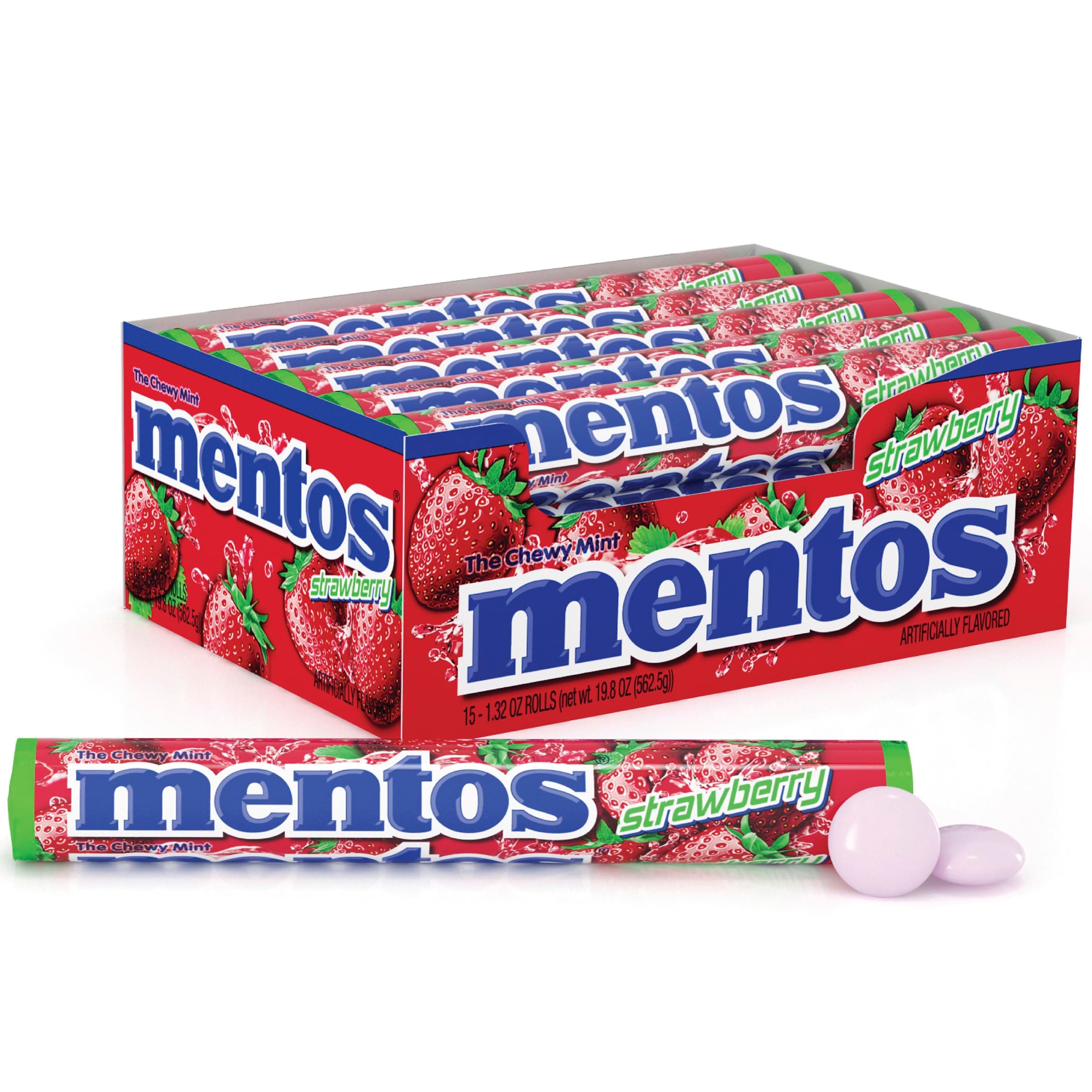 Mentos Strawberry Chewy Mint Roll 37 g