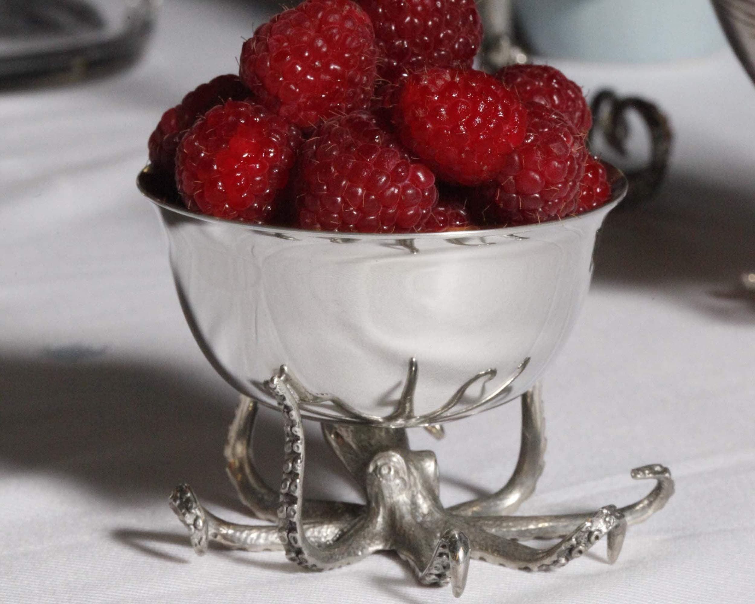 Pewter Octopus Small Bowl Melted Butter Server Nut Salt 2.5 inch Tall