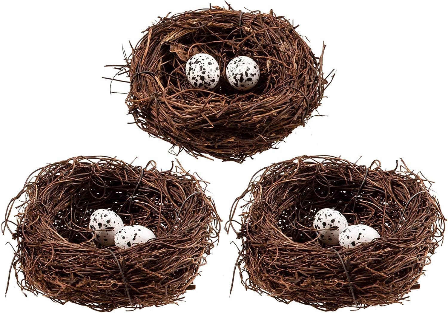 3 Set Bird Nest Decorating Kit with 10 Foam Eggs Ornaments for Crafts Home Party Decor