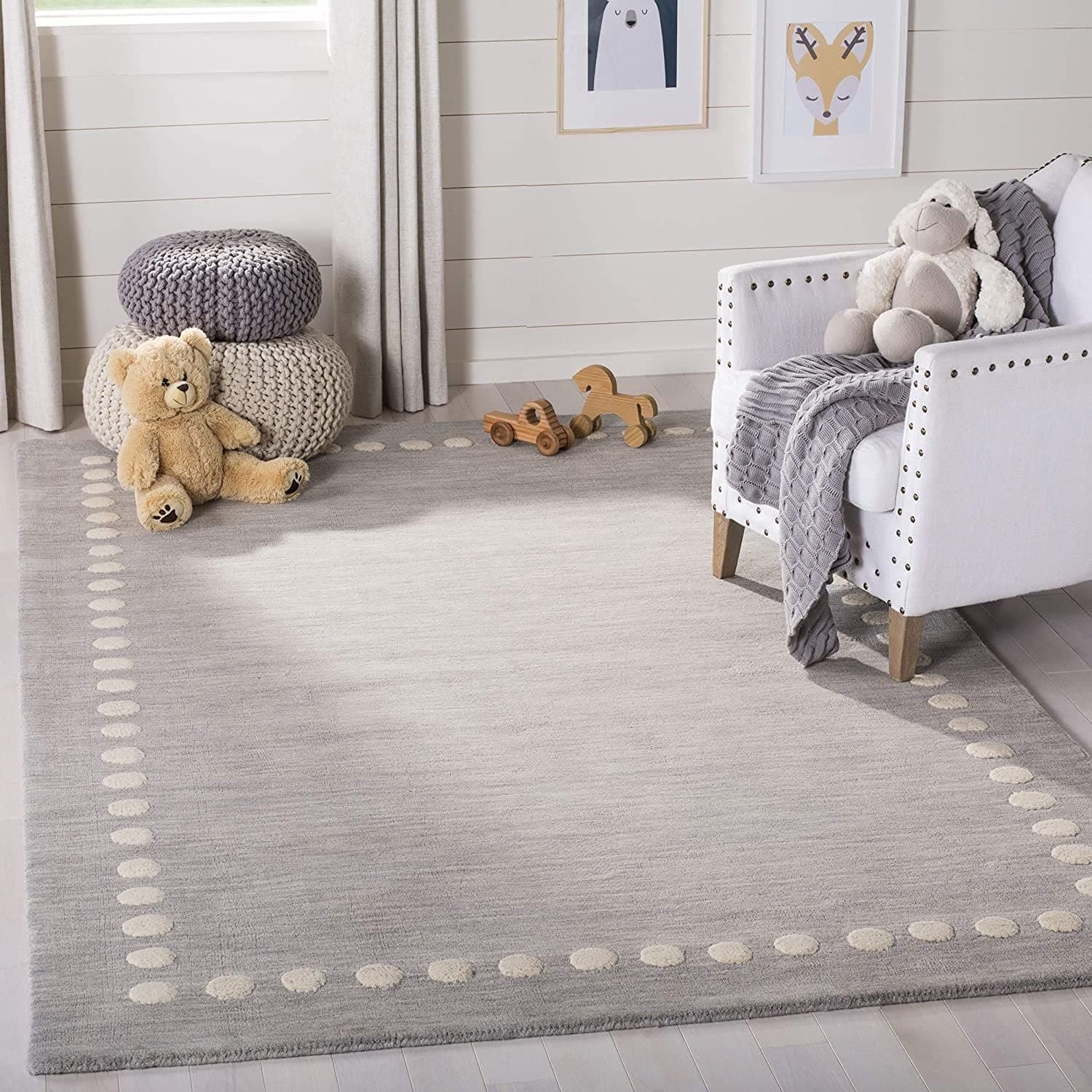 Zara Carpets Solid Plain Exported Quality Hand Made Carpets and Rugs Size 4 Feet by 6 Feet (4x6 feet) Grey Dotted