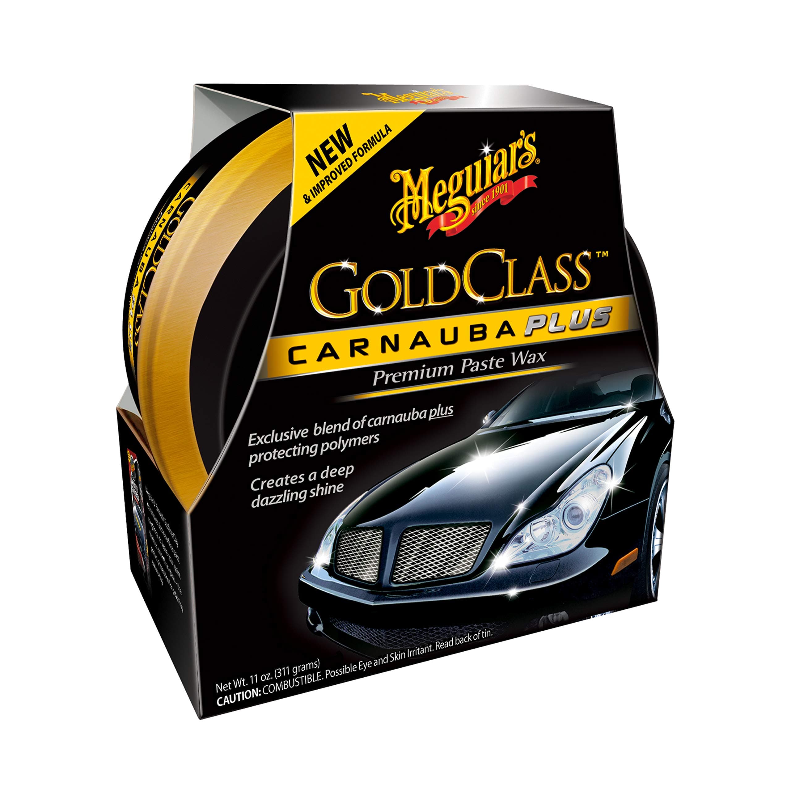 Gold Class Carnauba Plus Premium Paste Wax 311 g – Long-Lasting Carnauba-Polymer Blend for Deep Shine & Reflective Finish, Safe for Clear Coat & Glossy Paint