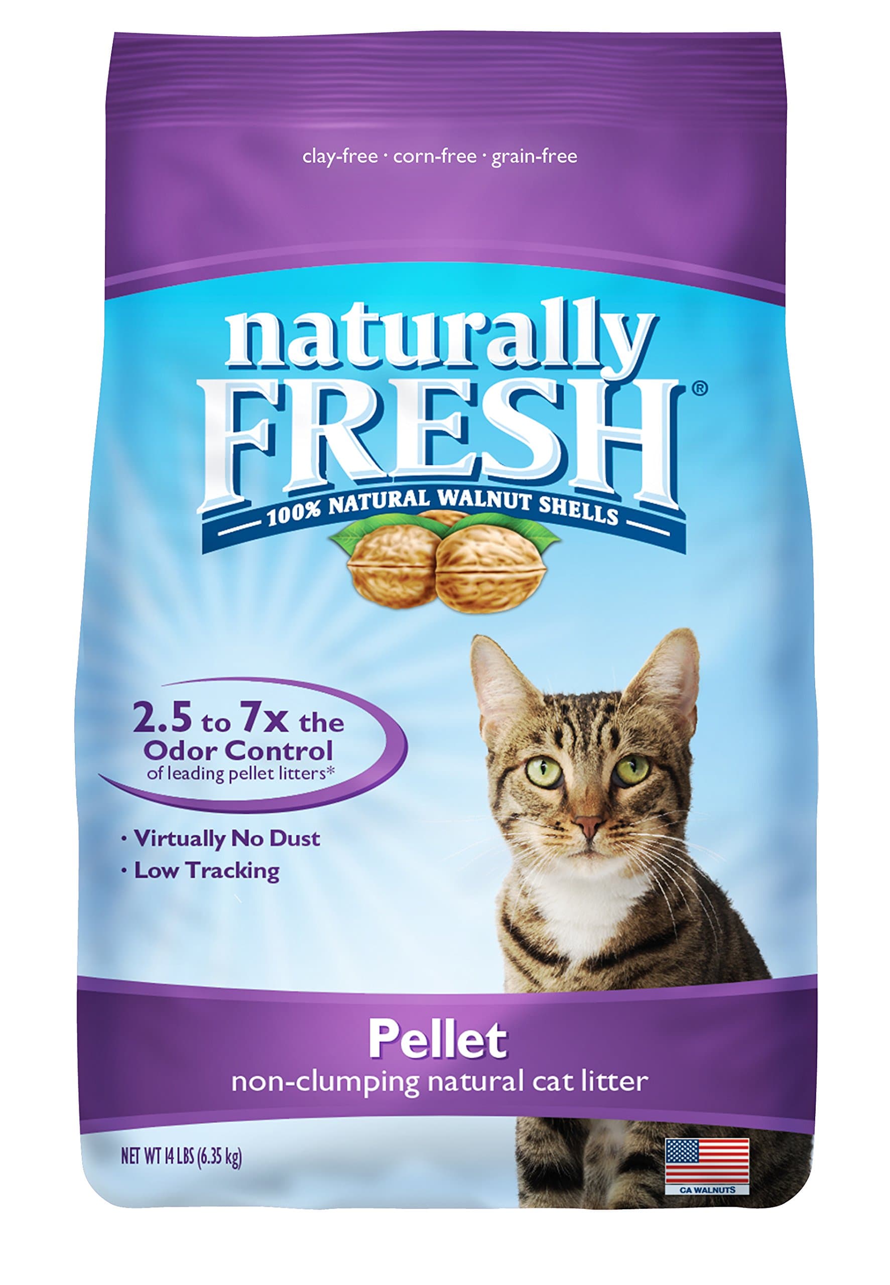Naturally Fresh Cat Litter - Walnut-Based Pellet Non-Clumping Cat Litter, 14 lb