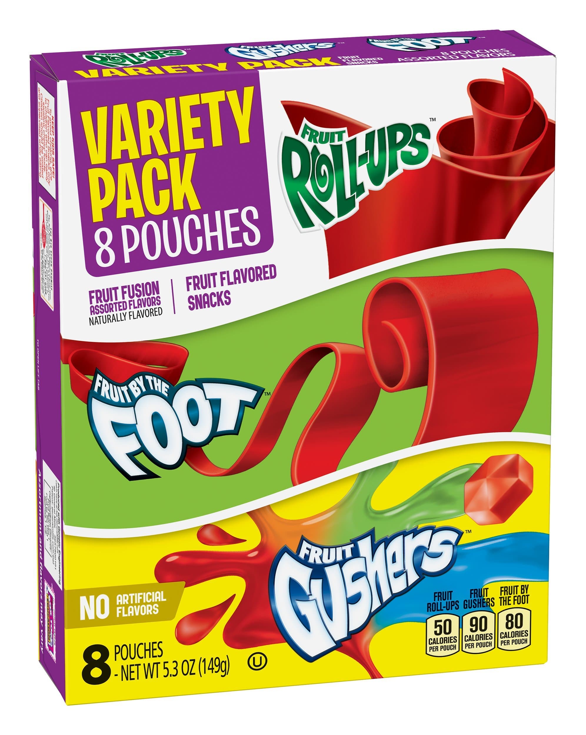 Betty Crocker Fruit Snacks, Fruit Roll-Ups, Fruit by the Foot and Fruit Gushers, Variety Snack Pack, 8 Pouches