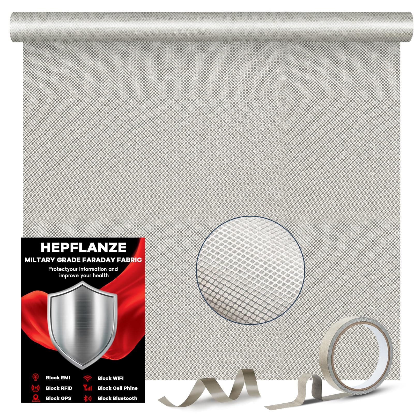 Faraday Fabric 43” x 118”, Military Grade Blocking Cloth Shielding, Conductive Material Cover for WiFi, Cell, Bluetooth, RFID, EMP Protection, EMF Blocker