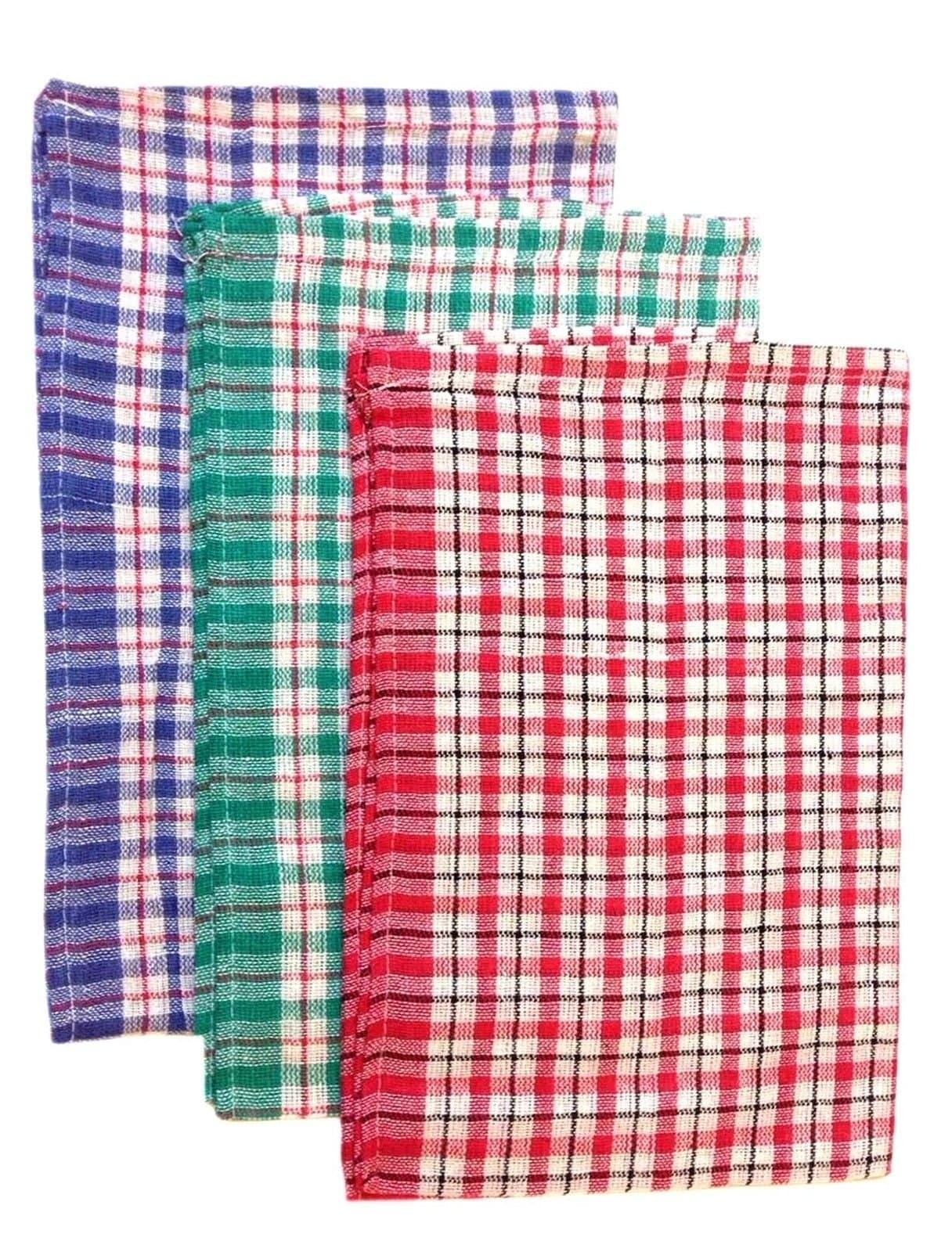 COTON MODE Cotton Rich Check Kitchen Tea Towel Cleaning Cloth Pack Of 4 Cloths