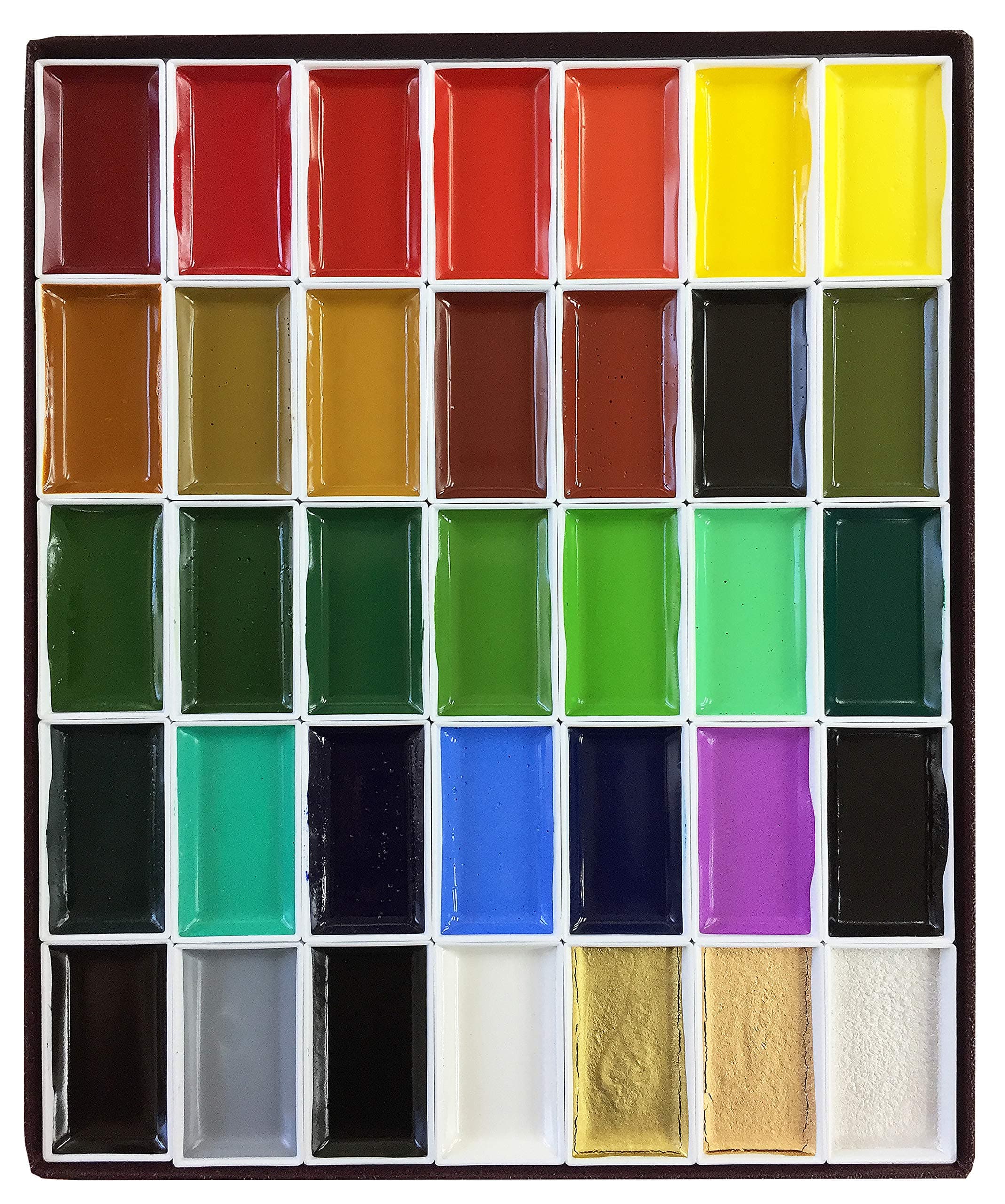 Nihonga Sumi-e Watercolor Paint Pan Set, 35 colors by Kissho