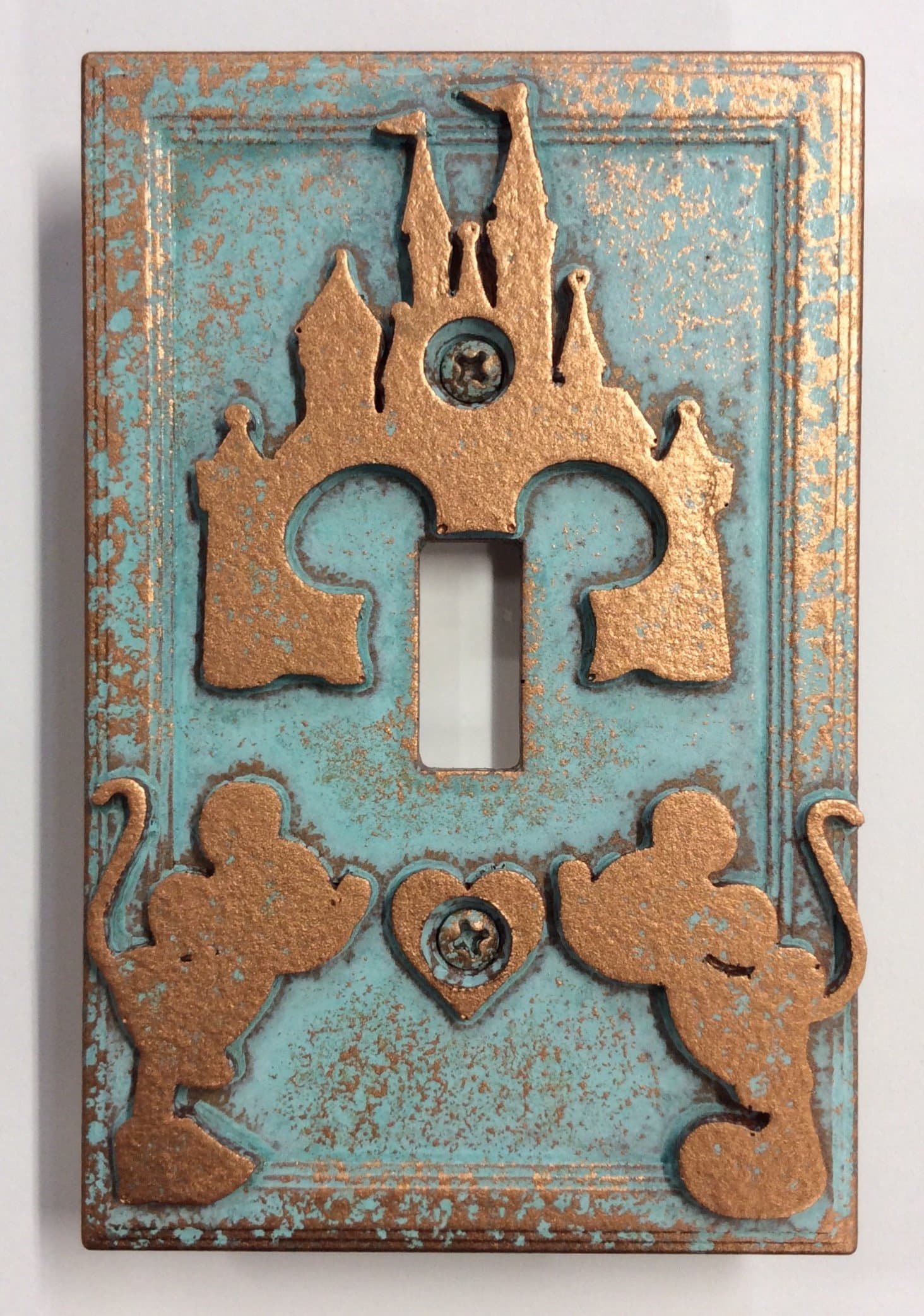 Mickey & Minnie Castle - Light Switch Cover (Aged Copper)