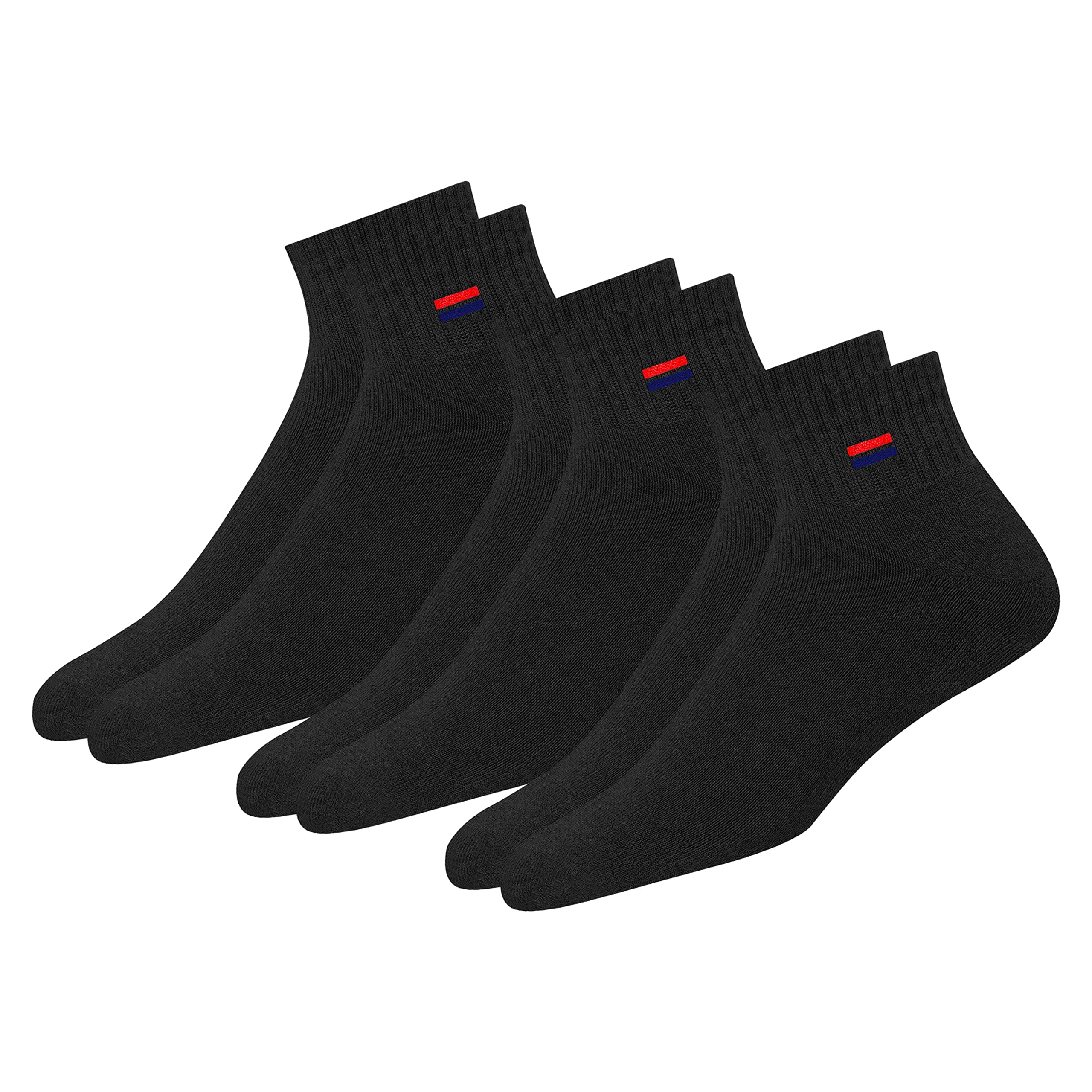 Men's Ankle Solid Cotton Cushion Comfort Quarter Socks, Pack of 3 (Free Size)