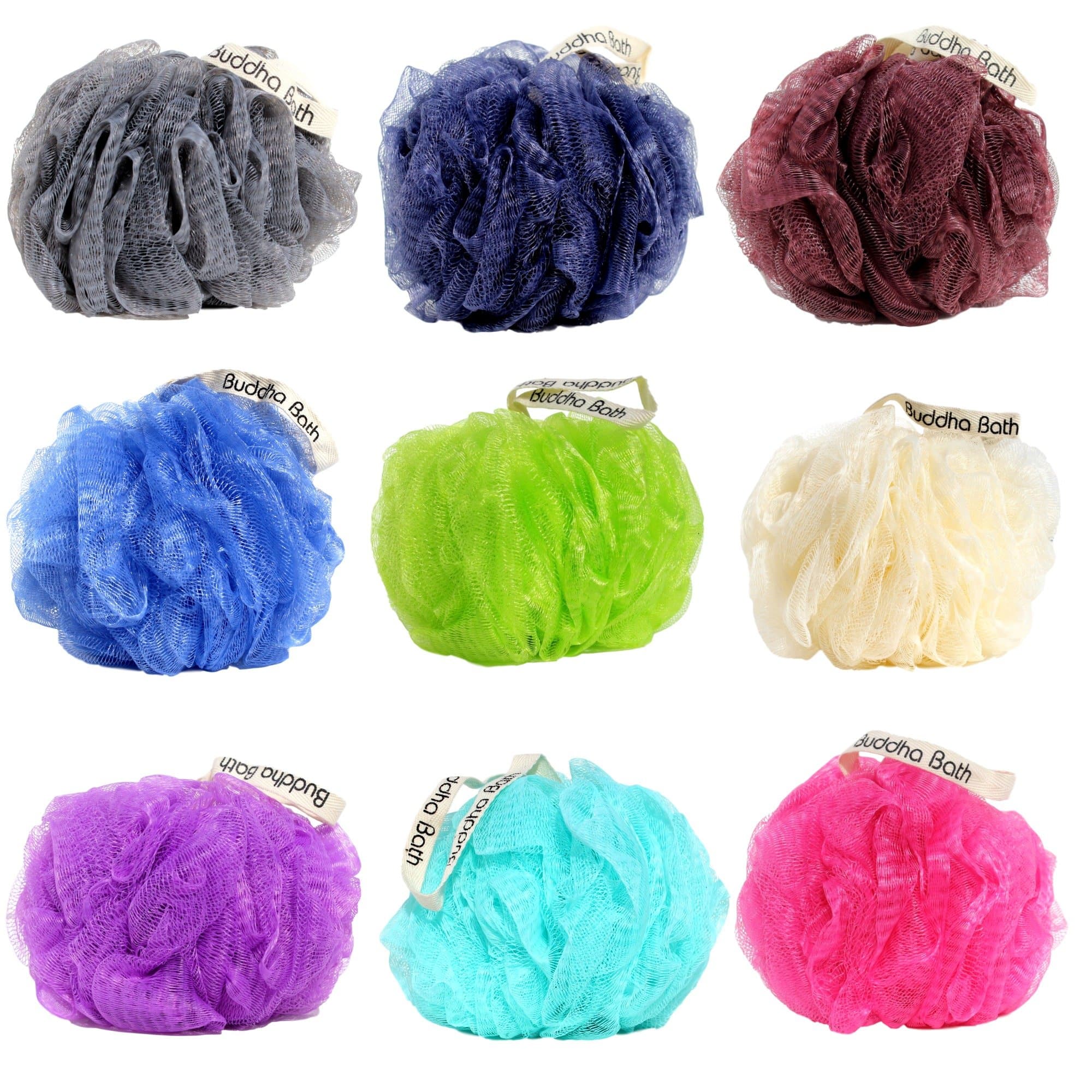 Buddha Bath Large Mesh Loofah Pouf Bath Sponges - 3 Pack - HERS