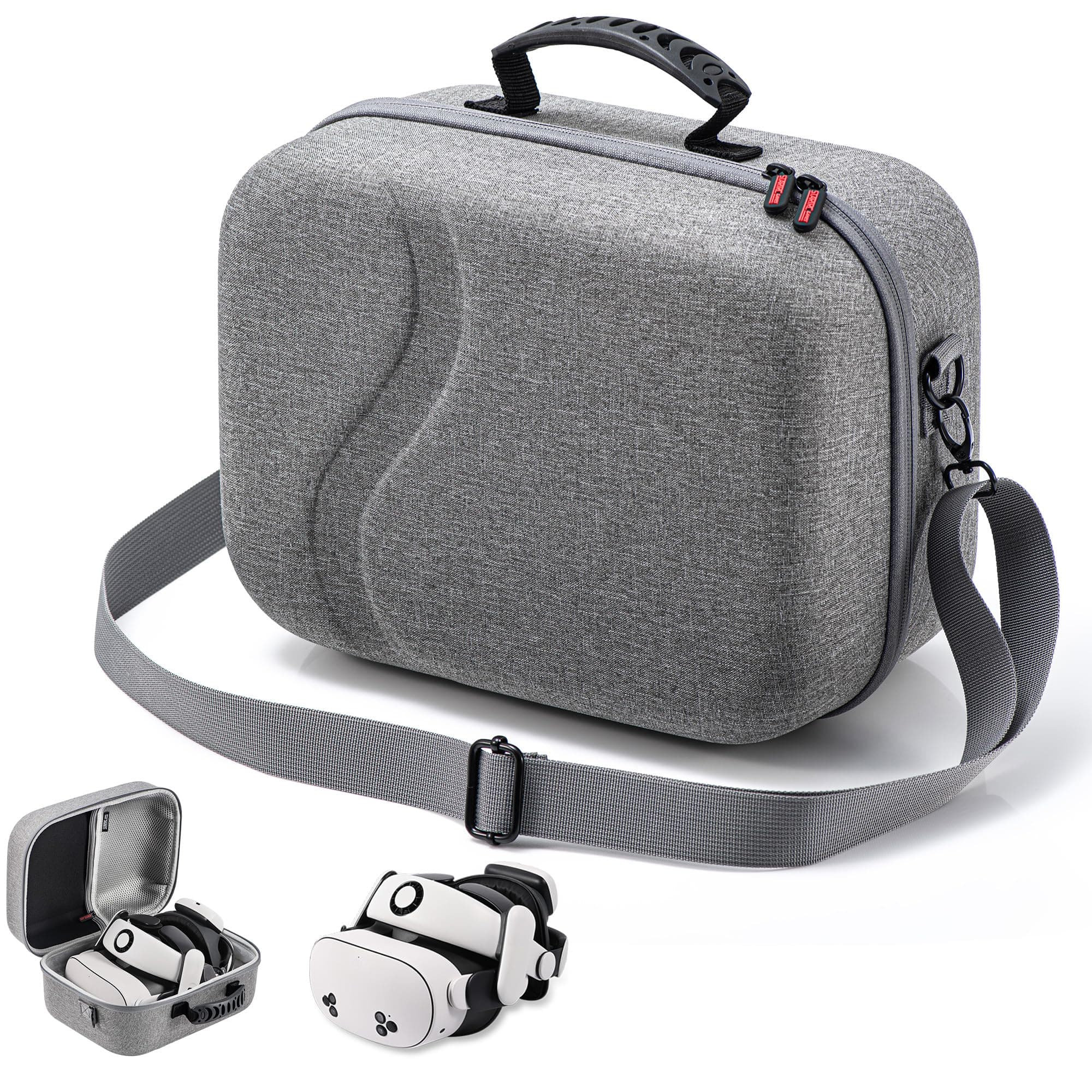 Large Carrying Case for Meta Quest 3/Quest 3S, Compatible with BOBOVR S3 Pro/Kiwi Design Battery Head Strap, Controllers & Accessories, Portable Hard Travel Case for Oculus Quest 3/3S Gray