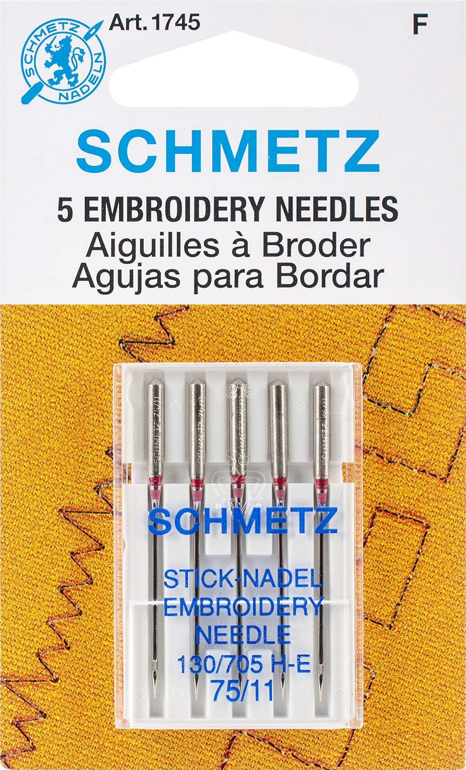 Euro-Notions 1745 Embroidery Machine Needles, Multi-Colour