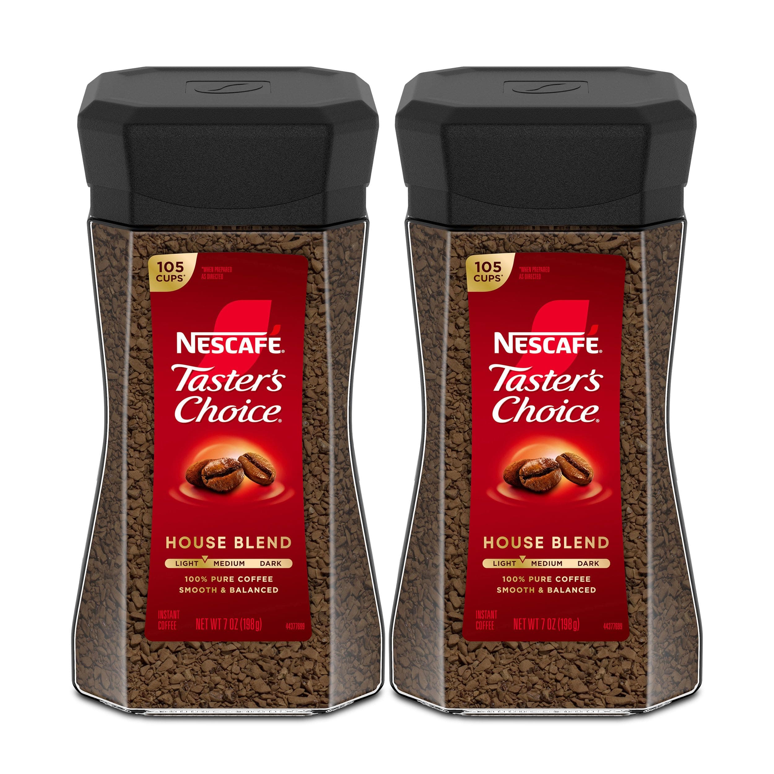 NESCAFÉ Taster's Choice Instant Coffee, Light Medium Roast Coffee, House Blend, 2 Jars (7 Oz Each)