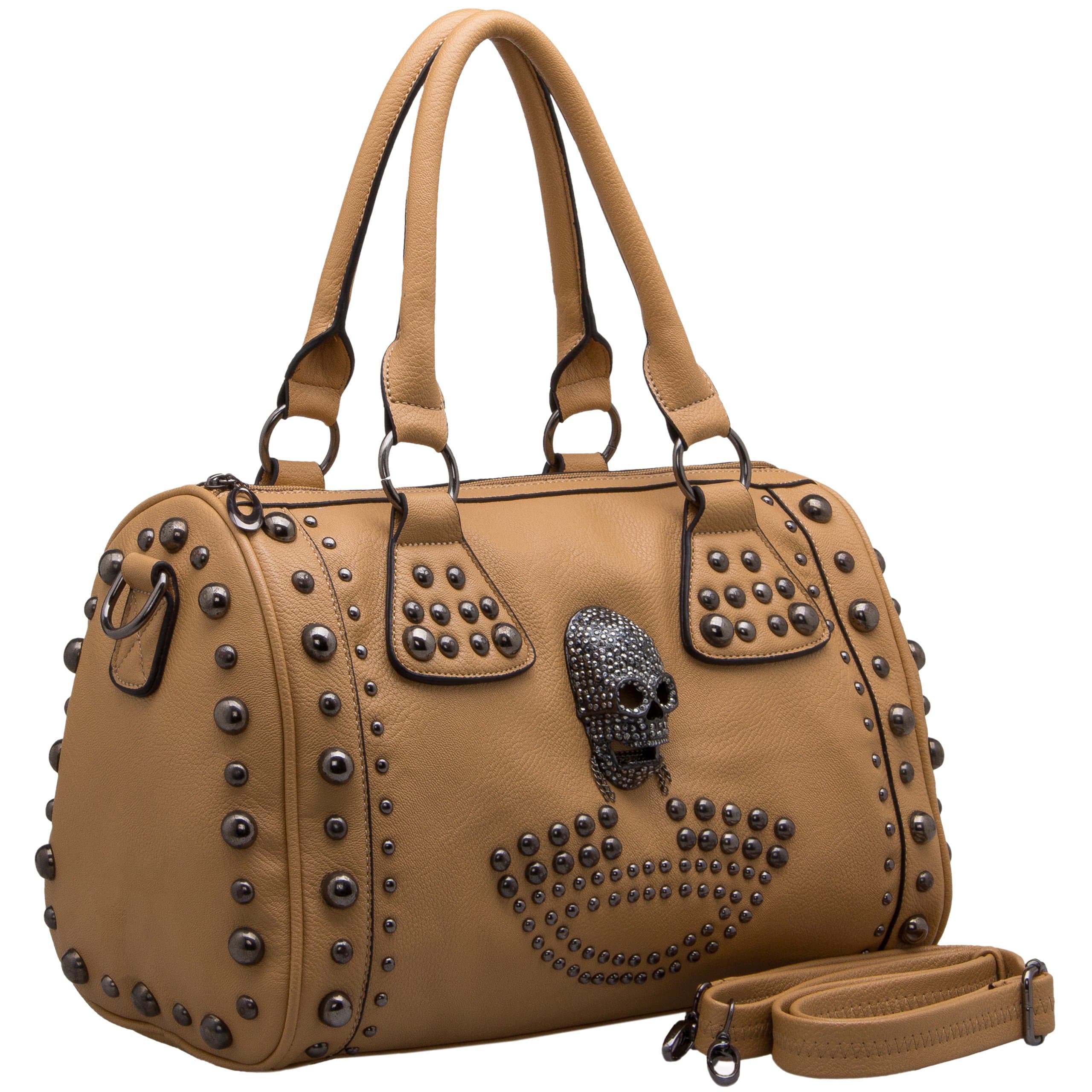 MG Collection Howea Gothic Studded Doctor Shoulder Bag