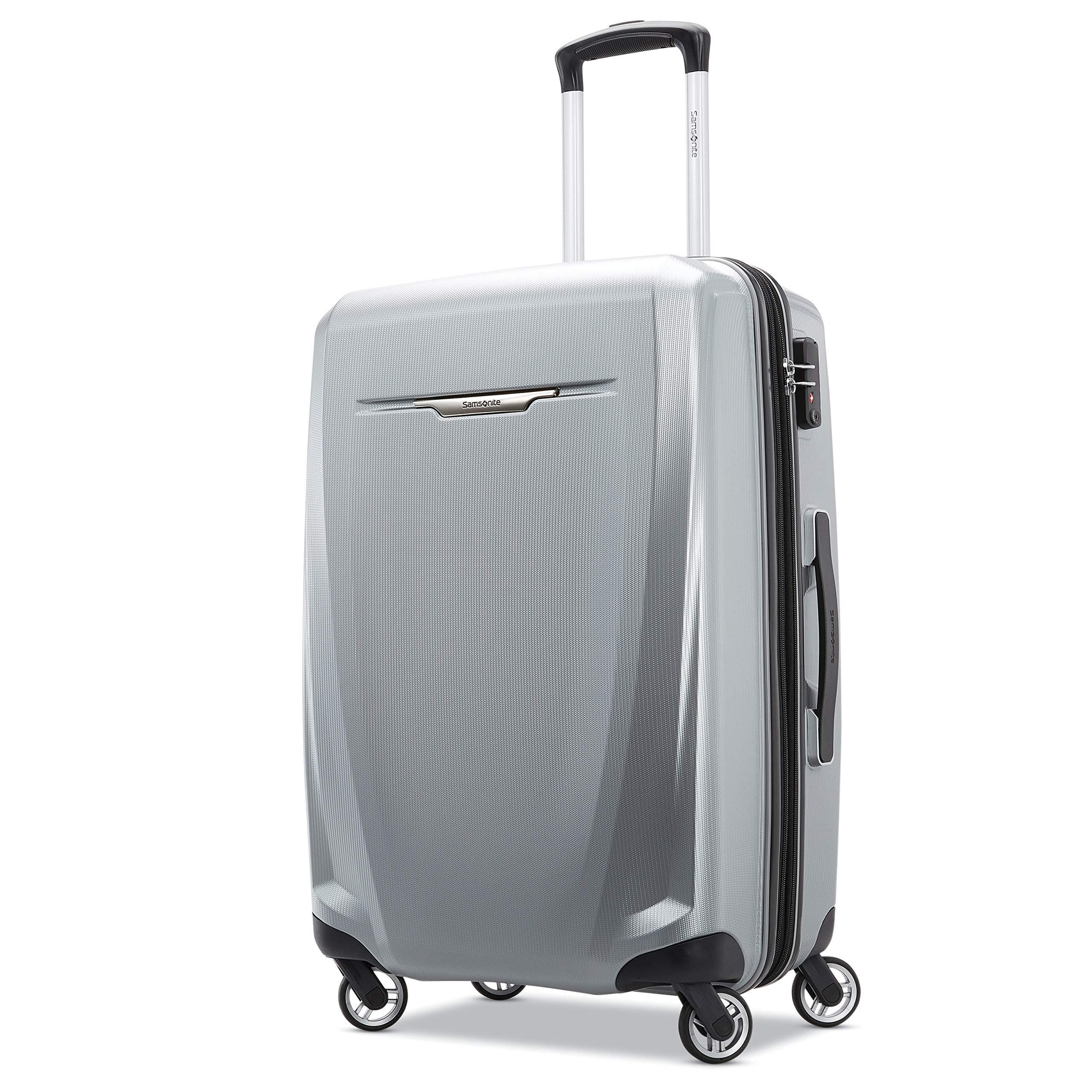 Samsonite Winfield 3 DLX Hardside Expandable Luggage with Spinners, Silver, Checked-Medium 25-Inch