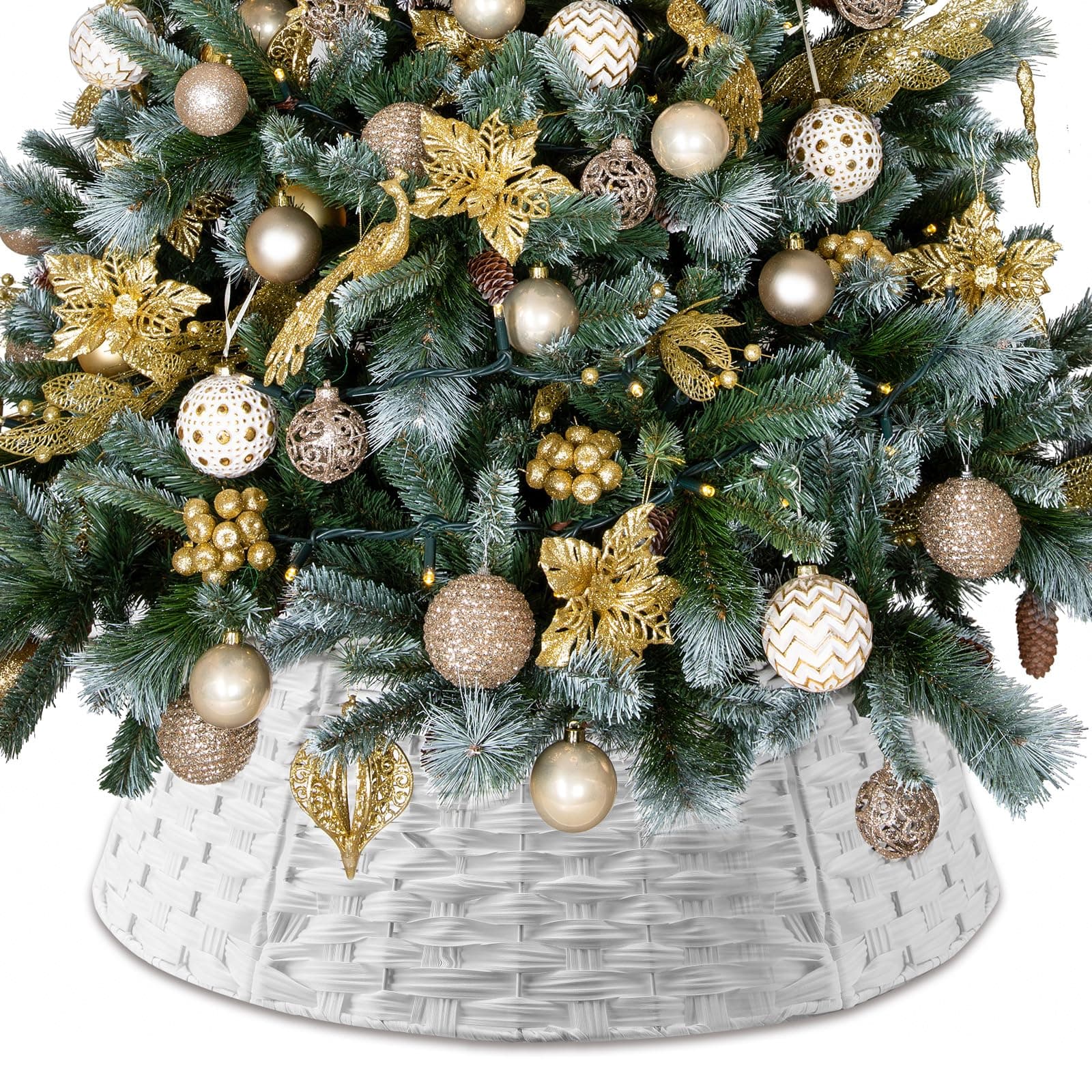 クリスマスツリーカラー、26インチクリスマスツリーバスケットベースクリスマスツリーベースカラーボトムカバー人工ツリー用クリスマスツリーカラー