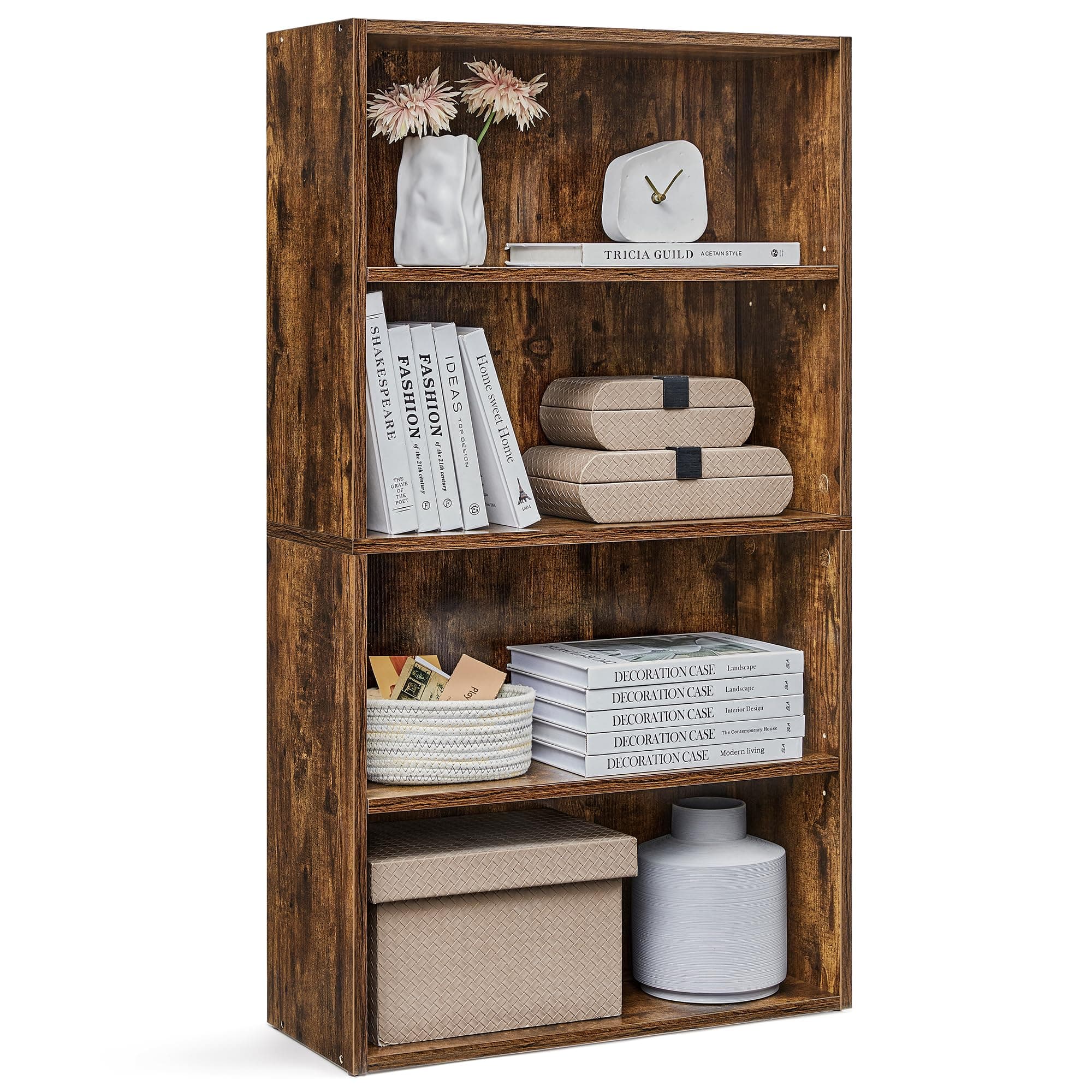 VASAGLE CUSTOS Collection - Bookshelf, 4-Tier Bookcase, Book Shelf, Open Storage Shelf, 9.4 x 23.6 x 42.4 Inches, for Living Room, Home Office, Dinning Room, Rustic Brown ULBC164X01