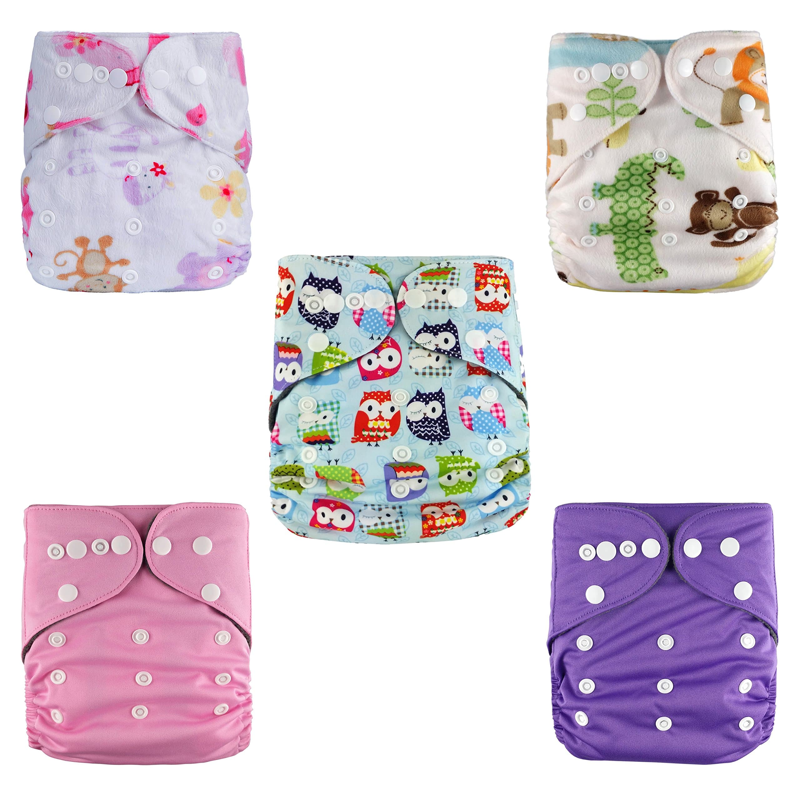NEW DESIGN Bamboo Charcoal Cloth Diapers + Inserts Set from Jack Jill Baby (Animals 2)