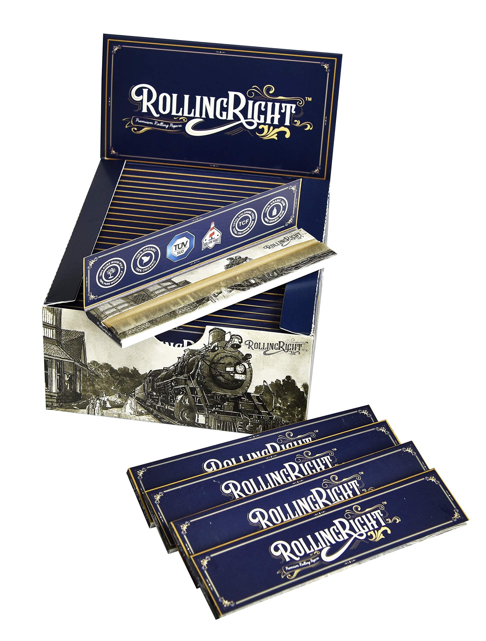 ROLLING RIGHT - PREMIUM ROLLING PAPERS - King Size Slim 12.5GSM - Pack of 50 Booklets, 32 Leaves each - IMPORTED ROLLING PAPER